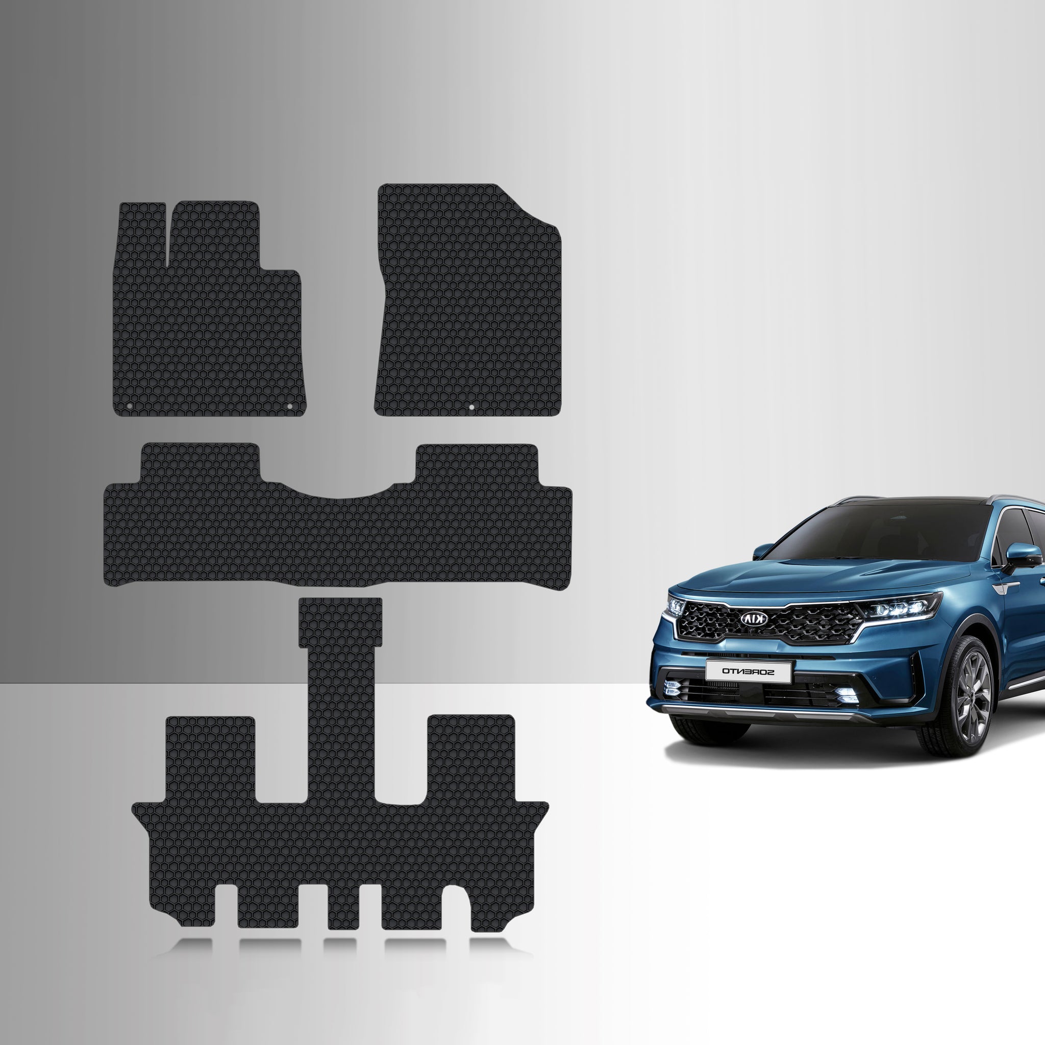CUSTOM FIT FOR KIA Sorento 2023 1st & 2nd & 3rd Row Mat Set 2nd row Bucket Seats