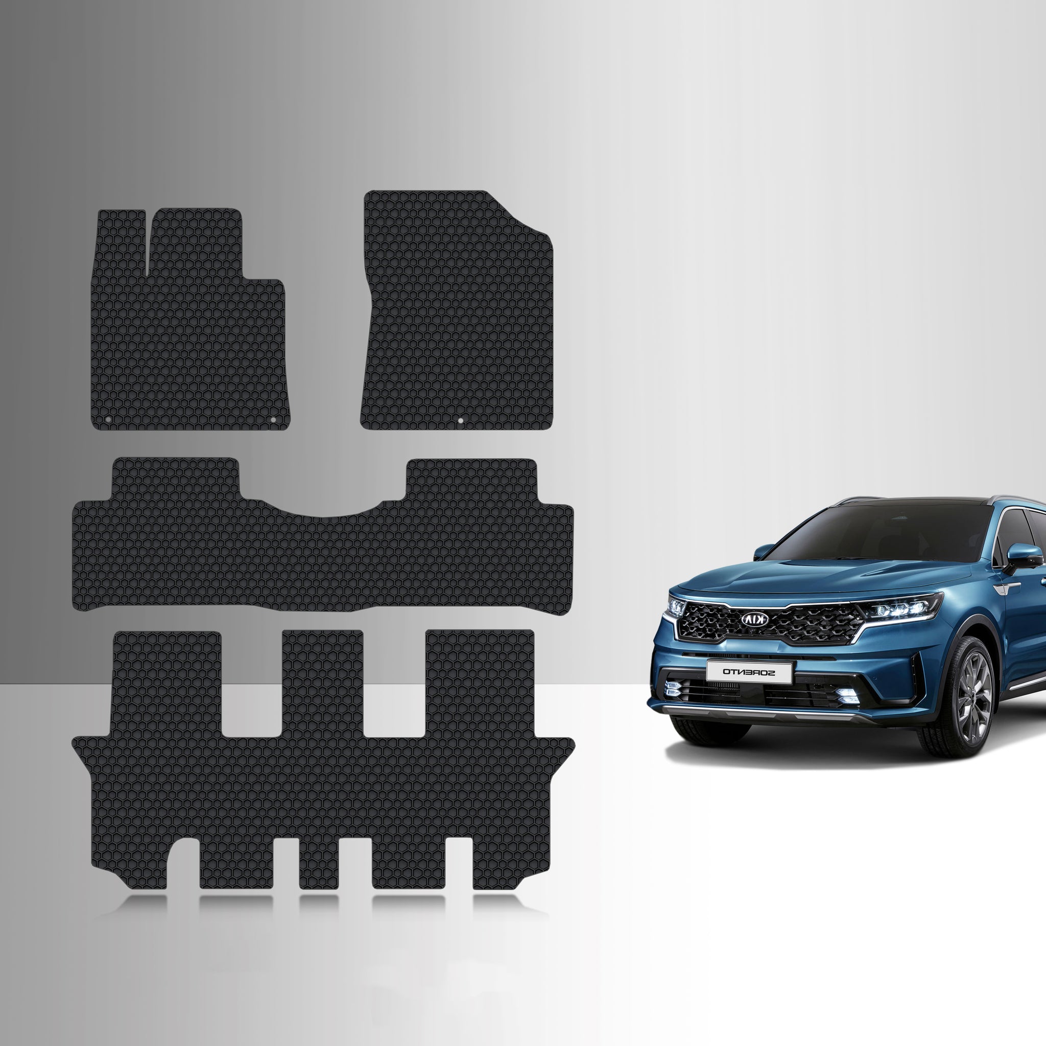 CUSTOM FIT FOR KIA Sorento Hybrid 2023 1st & 2nd & 3rd Row Mat Set 2nd row Bench Seats