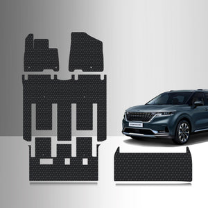CUSTOM FIT FOR KIA Carnival 2023 1st Row 2nd Row 3rd Row Mats Trunk Mat (7 Seater 2nd Row VIP Lounge Seats)
