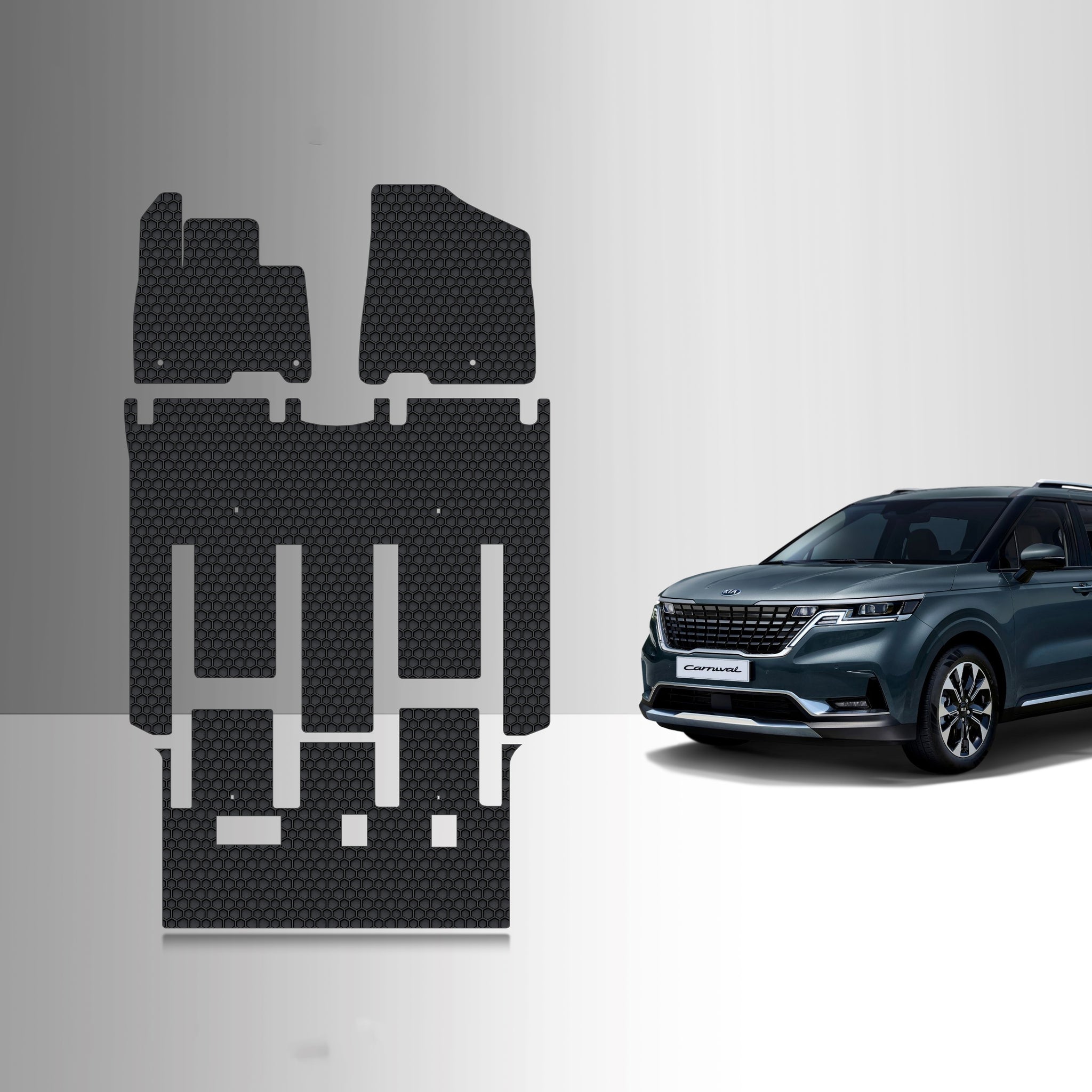 CUSTOM FIT FOR KIA Carnival 2025 1st Row 2nd Row 3rd Row Mats (7 Seater 2nd Row VIP Lounge Seats)