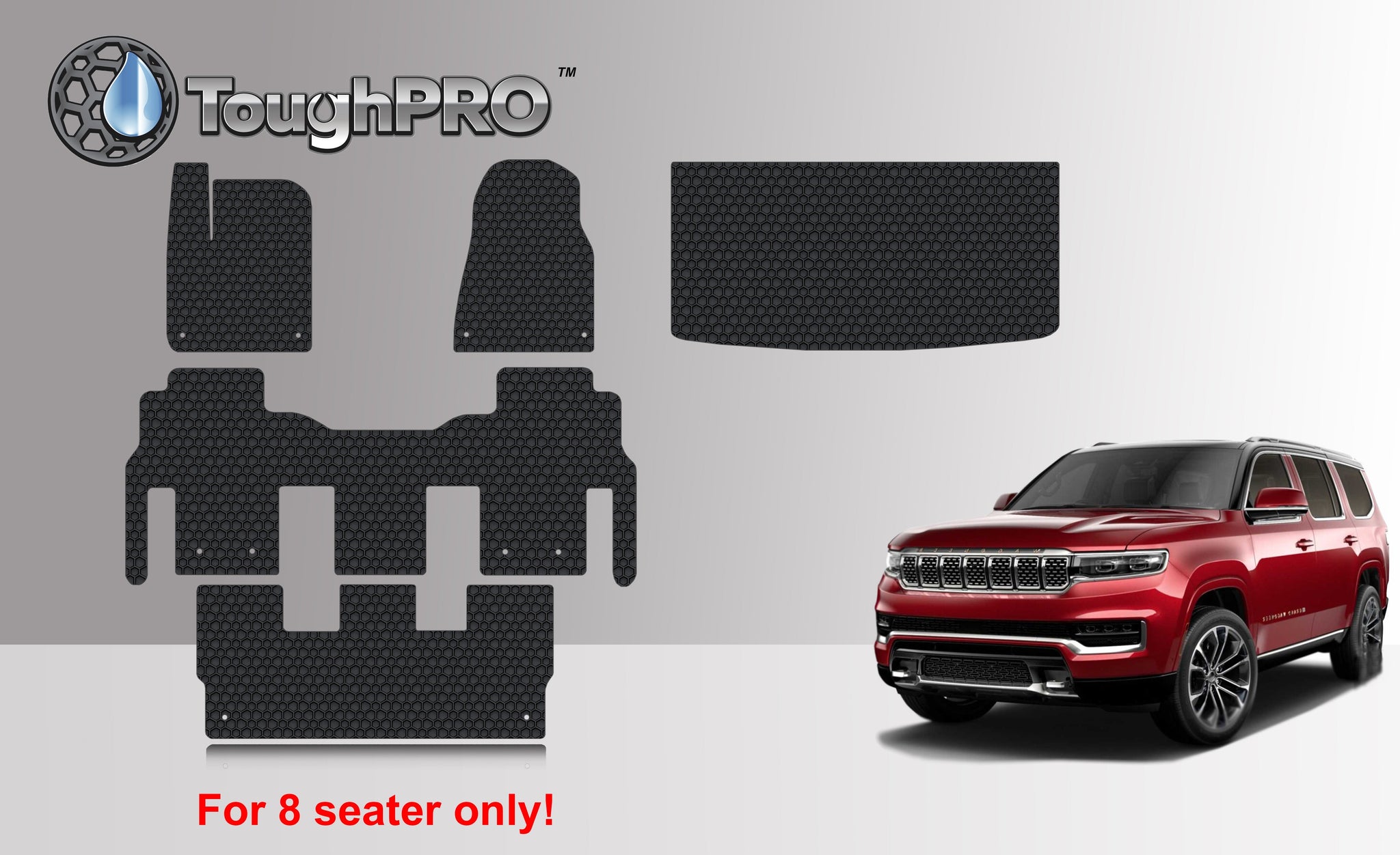 CUSTOM FIT FOR JEEP Wagoneer 8 Seater 2024 Front Row 2nd Row 3rd Row Trunk Mat (3rd Row Up)
