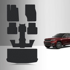 CUSTOM FIT FOR JEEP Grand Cherokee L 2022 Front Row 2nd Row 3rd Row Cargo Mat (3rd Row Up) 6 Seater No Console