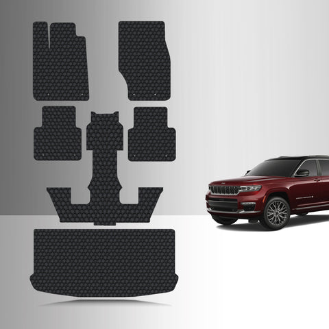 CUSTOM FIT FOR JEEP Grand Cherokee L 2022 Front Row 2nd Row 3rd Row Cargo Mat (3rd Row Up) 6 Seater No Console