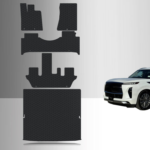 CUSTOM FIT FOR INFINITI QX80 2026 2nd Row Half Console 1st, 2nd & 3rd Row + Cargo (3rd row fold down)