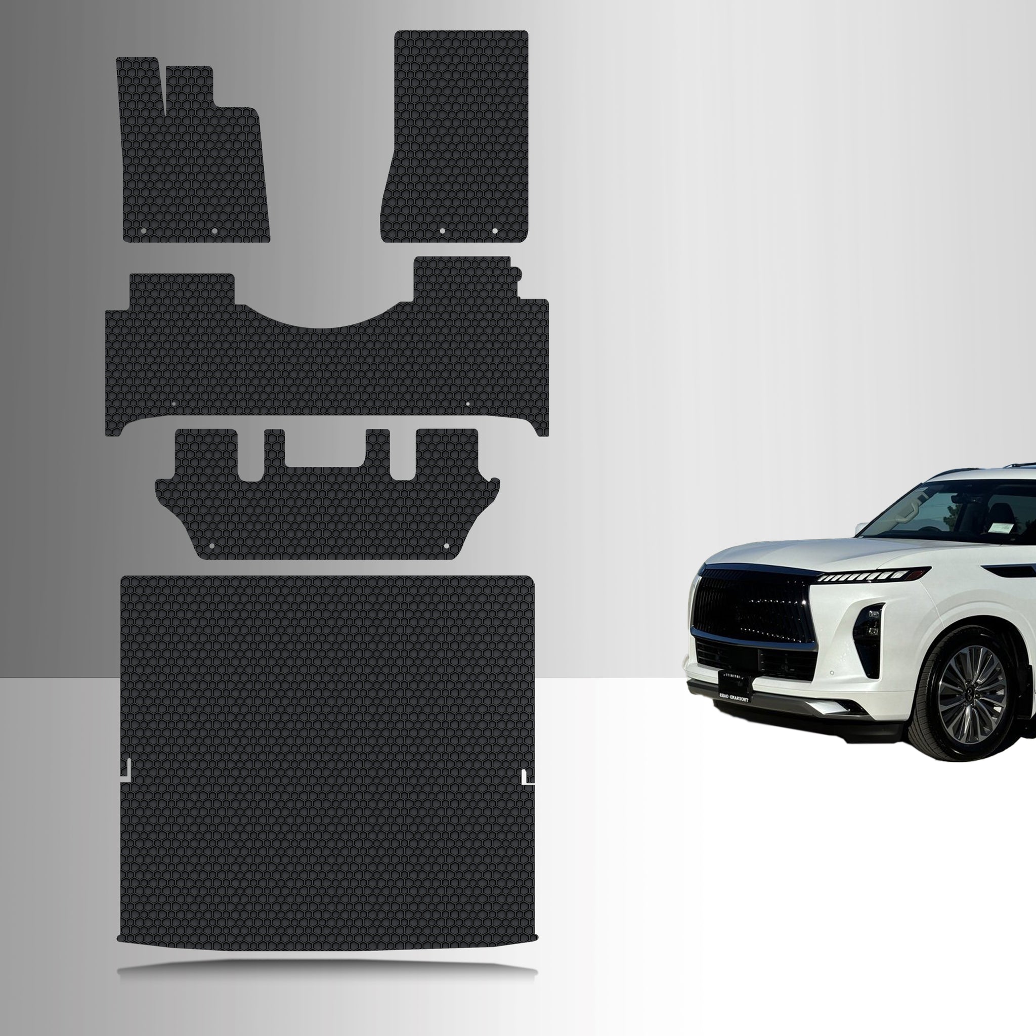 CUSTOM FIT FOR INFINITI QX80 2025 1st, 2nd & 3rd Row + Cargo (3rd row fold down)