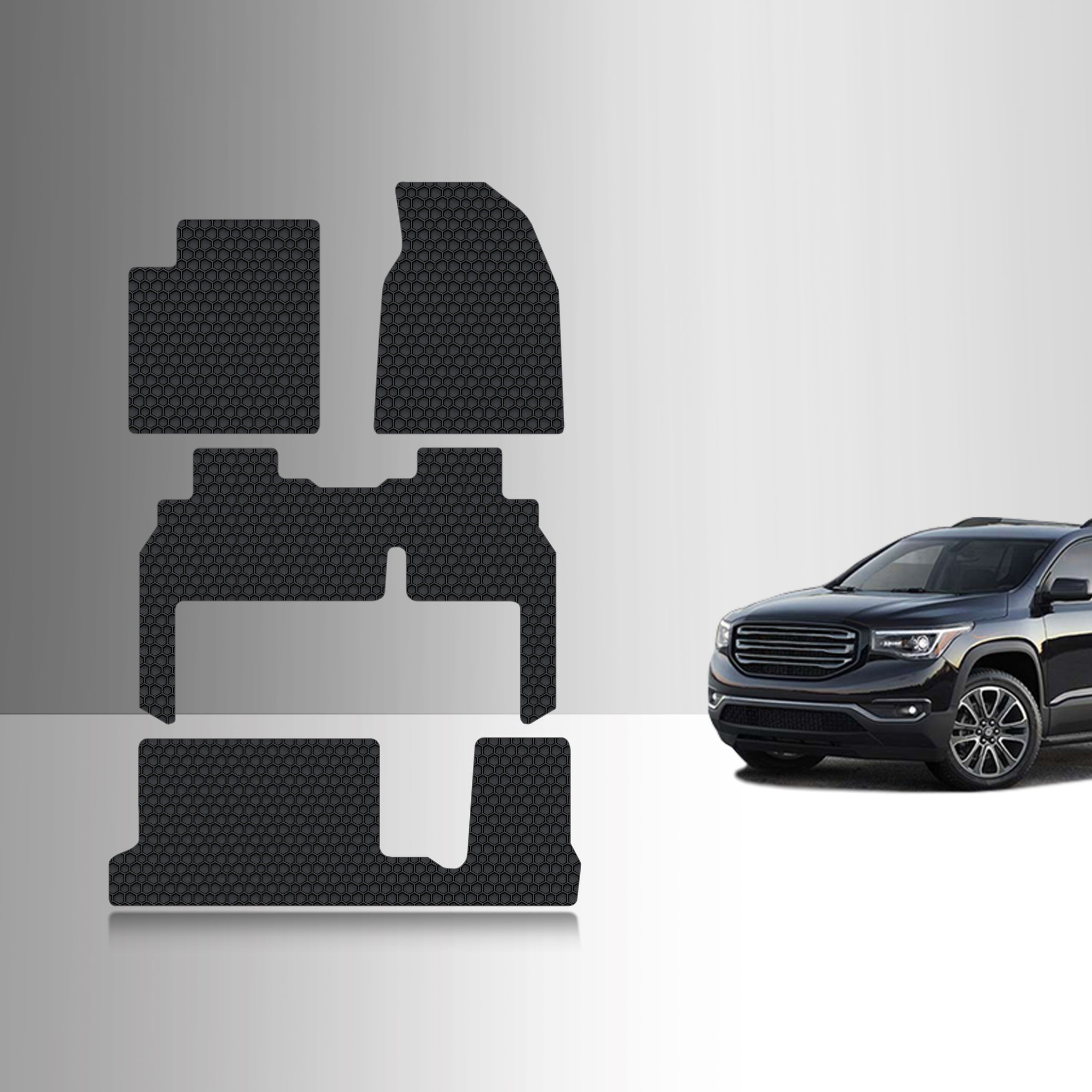 CUSTOM FIT FOR BUICK Enclave 2009 1st & 2nd & 3rd Row Mats For Bench Seating