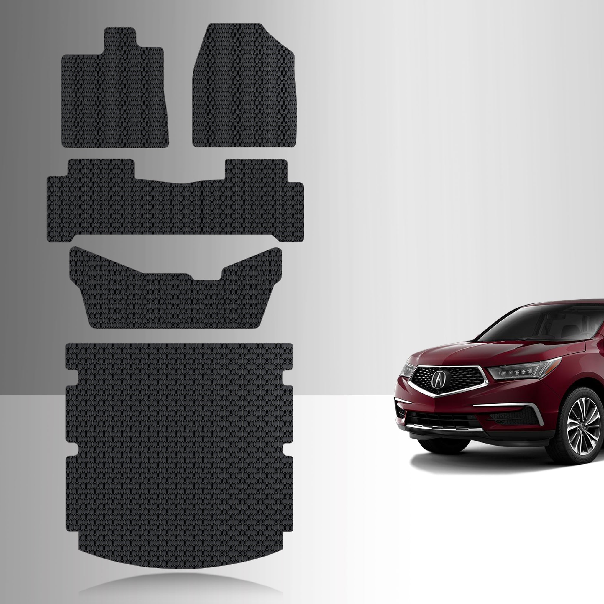 CUSTOM FIT FOR ACURA MDX 2016 Full Set Floor + 3rd Row + Cargo Mats