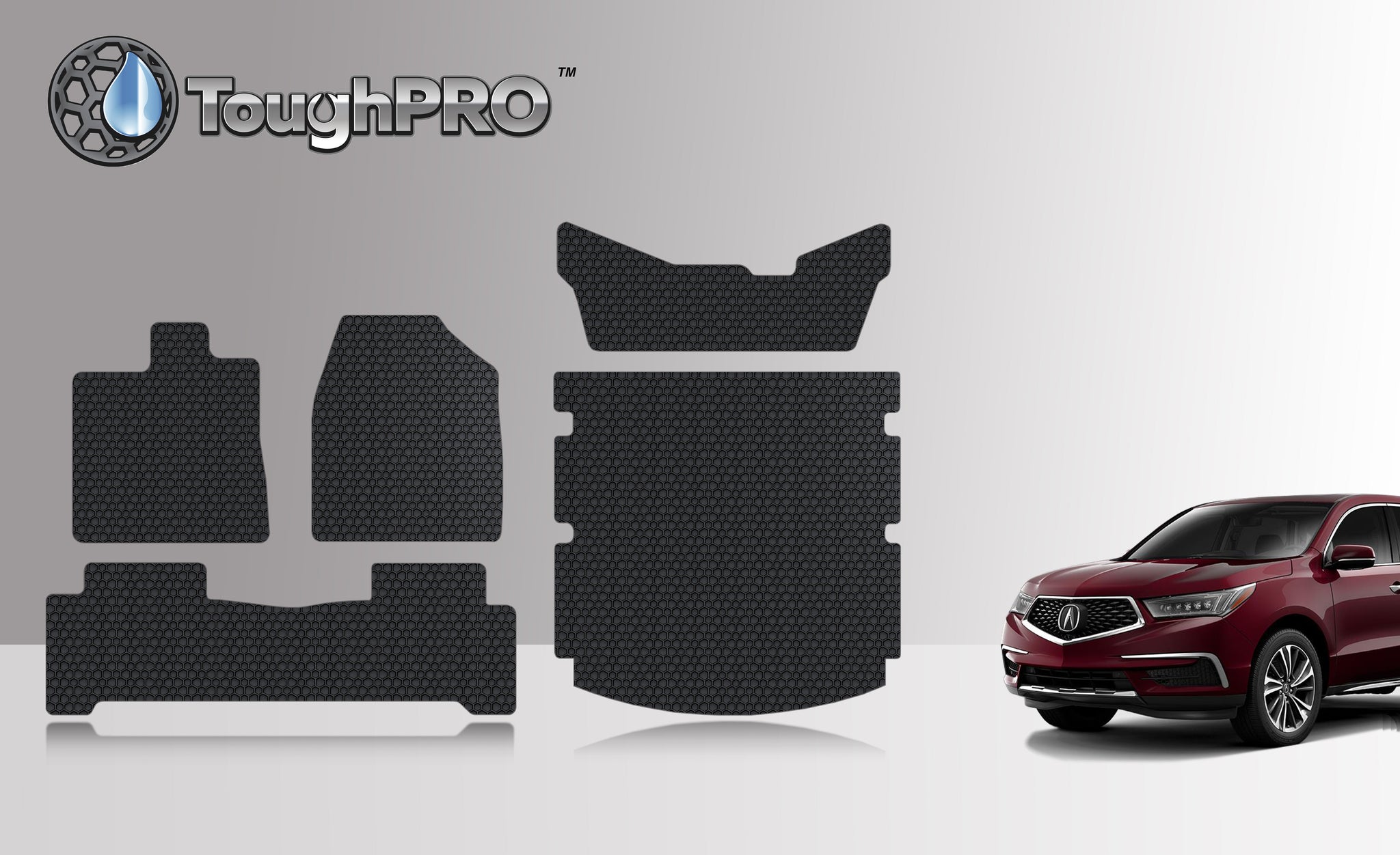 CUSTOM FIT FOR ACURA MDX 2014 Full Set Floor + 3rd Row + Cargo Mats