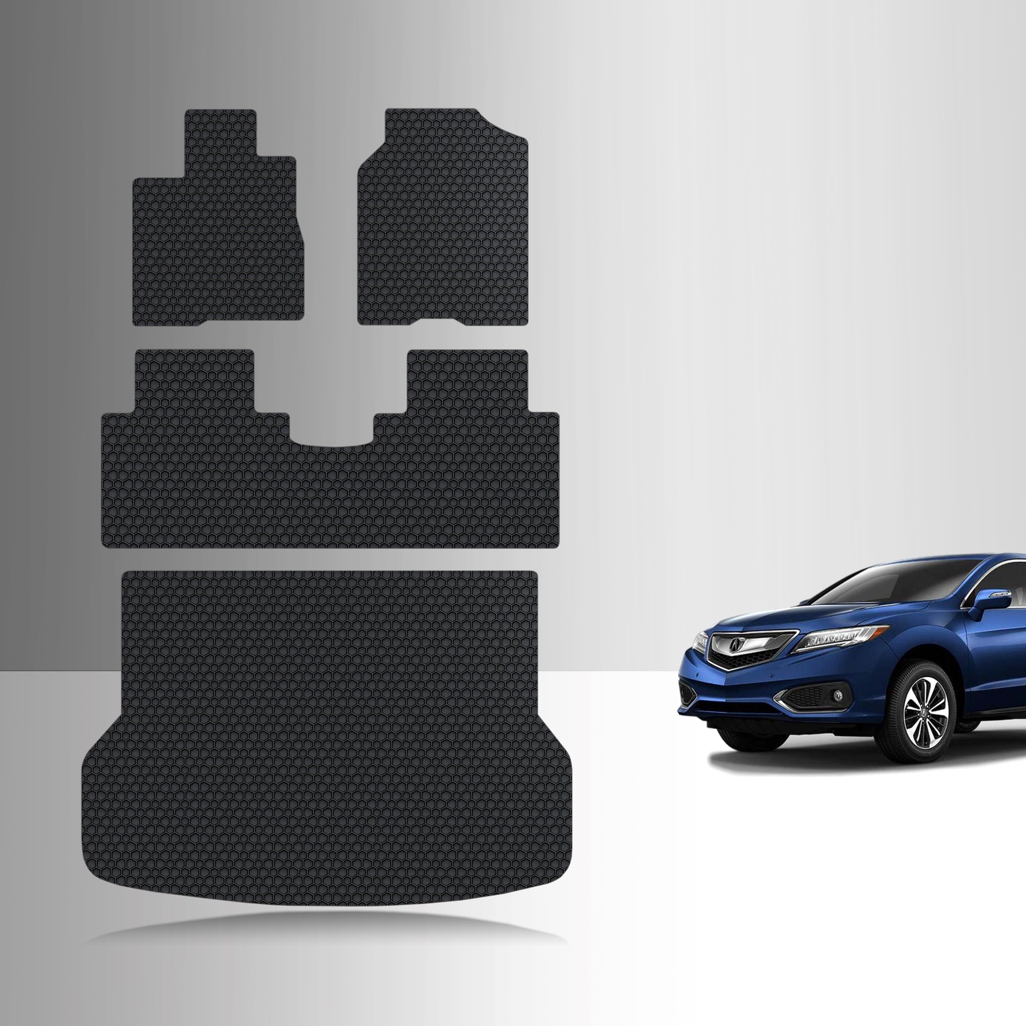 CUSTOM FIT FOR ACURA RDX 2013 Full Set Floor + Cargo Mats vehicle's PASSENGER (front) seat  with  4 way power movement