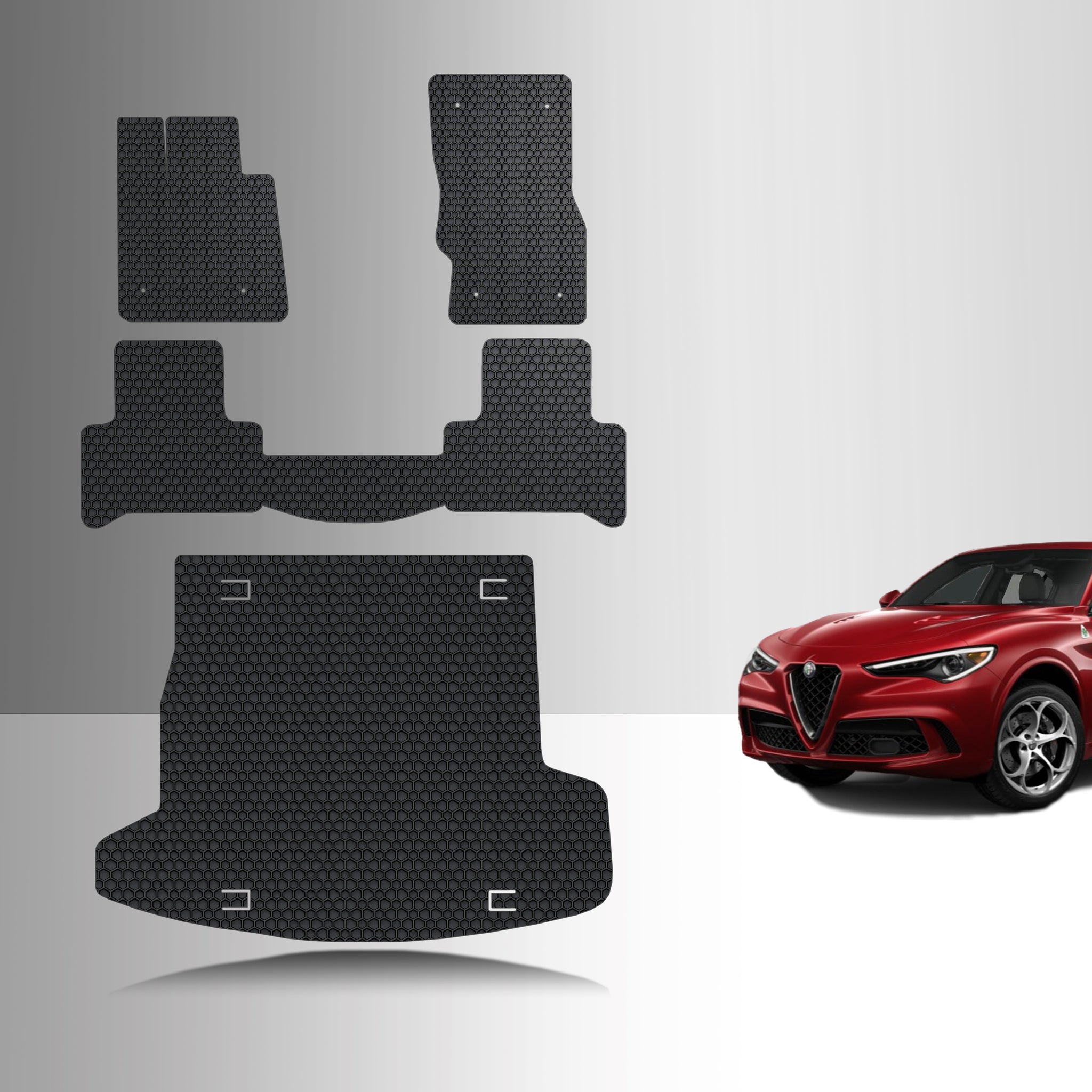 CUSTOM FIT FOR ALFA ROMEO Stelvio 2019 Full Set Floor + Cargo Mats No Subwoofer