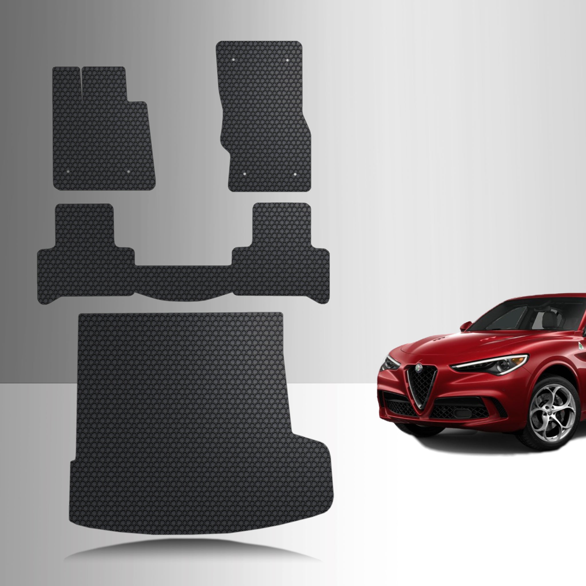 CUSTOM FIT FOR ALFA ROMEO Stelvio 2021 Full Set Floor + Cargo Mats with Subwoofer