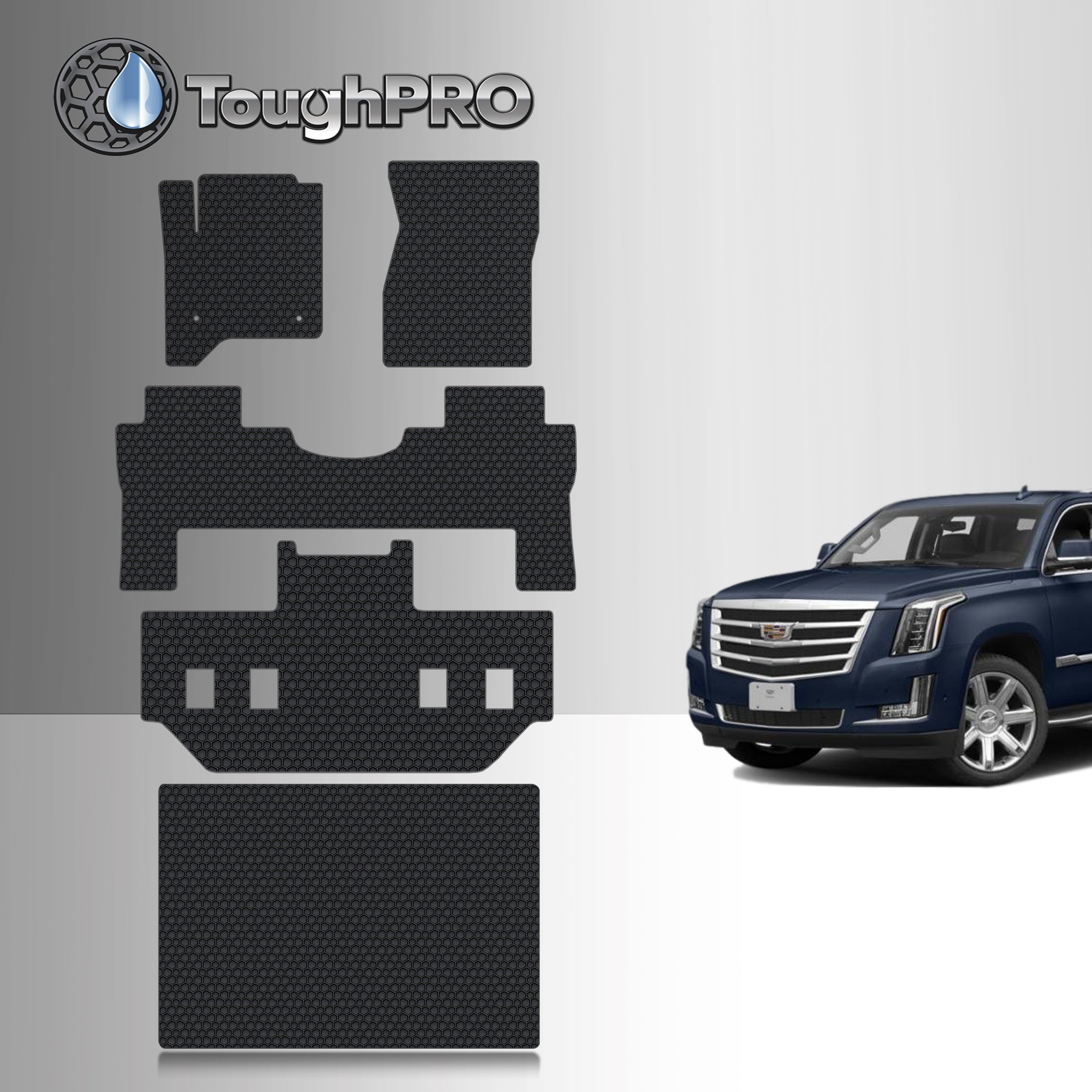 CUSTOM FIT FOR CADILLAC Escalade ESV 2015 Front Row 2nd Row 3rd Row Trunk Mat (3rd Row Up) 2nd Row BUCKET SEATING