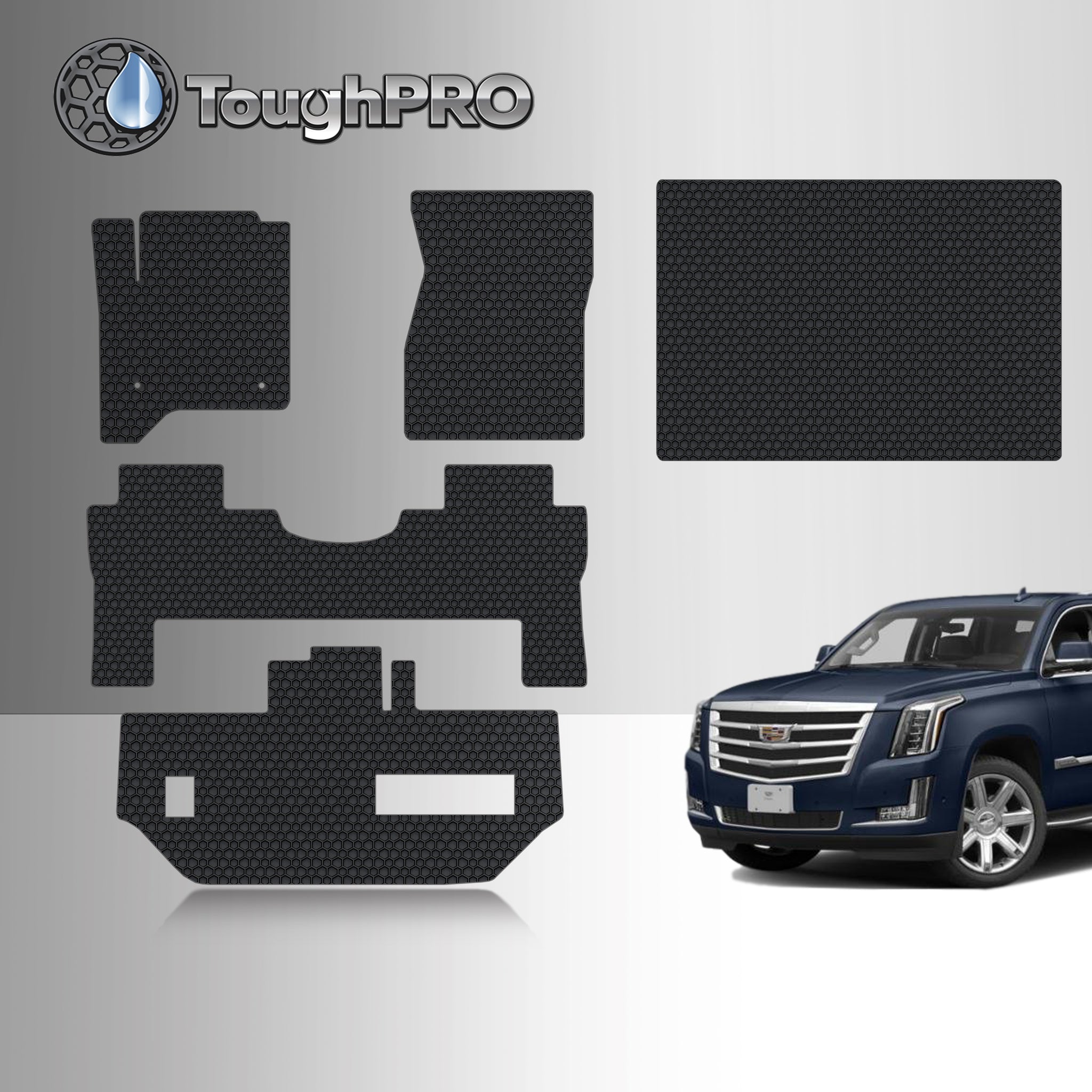CUSTOM FIT FOR CADILLAC Escalade ESV 2015 Front Row 2nd Row 3rd Row Trunk Mat (3rd Row Up) 2nd Row BENCH SEATING