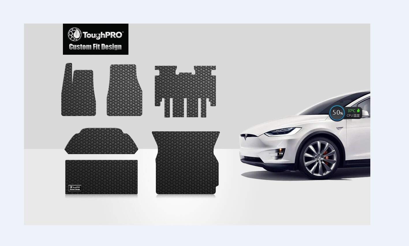 CUSTOM FIT FOR TESLA Model X 2016 Full Set (Front Trunk Mat  Front Row 2nd Row Cargo Mat Storage Mat) 5 Seater