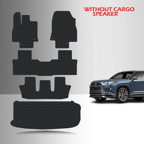 CUSTOM FIT FOR TOYOTA Grand Highlander 2026 Front Row 2nd Row 3rd Row Cargo Mat (3rd Row Up No Speaker) 8 Seater