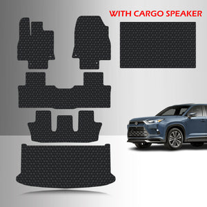 CUSTOM FIT FOR TOYOTA Grand Highlander 2026 Front Row 2nd Row 3rd Row Cargo Mat (3rd Row Down With Speaker) 8 Seater