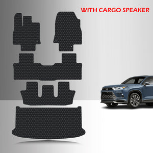 CUSTOM FIT FOR TOYOTA Grand Highlander 2026 Front Row 2nd Row 3rd Row Cargo Mat (3rd Row Up With Speaker) 8 Seater