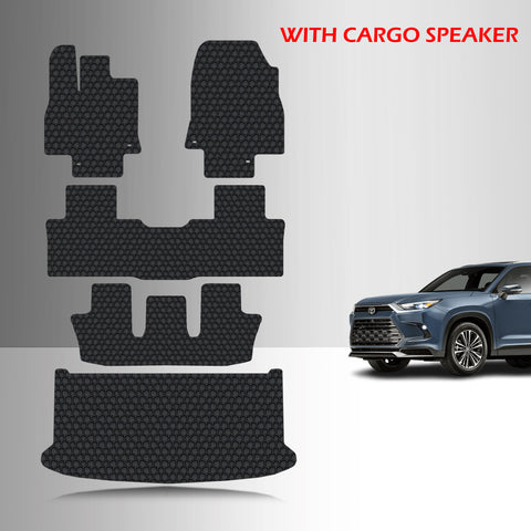 CUSTOM FIT FOR TOYOTA Grand Highlander 2026 Front Row 2nd Row 3rd Row Cargo Mat (3rd Row Up With Speaker) 8 Seater
