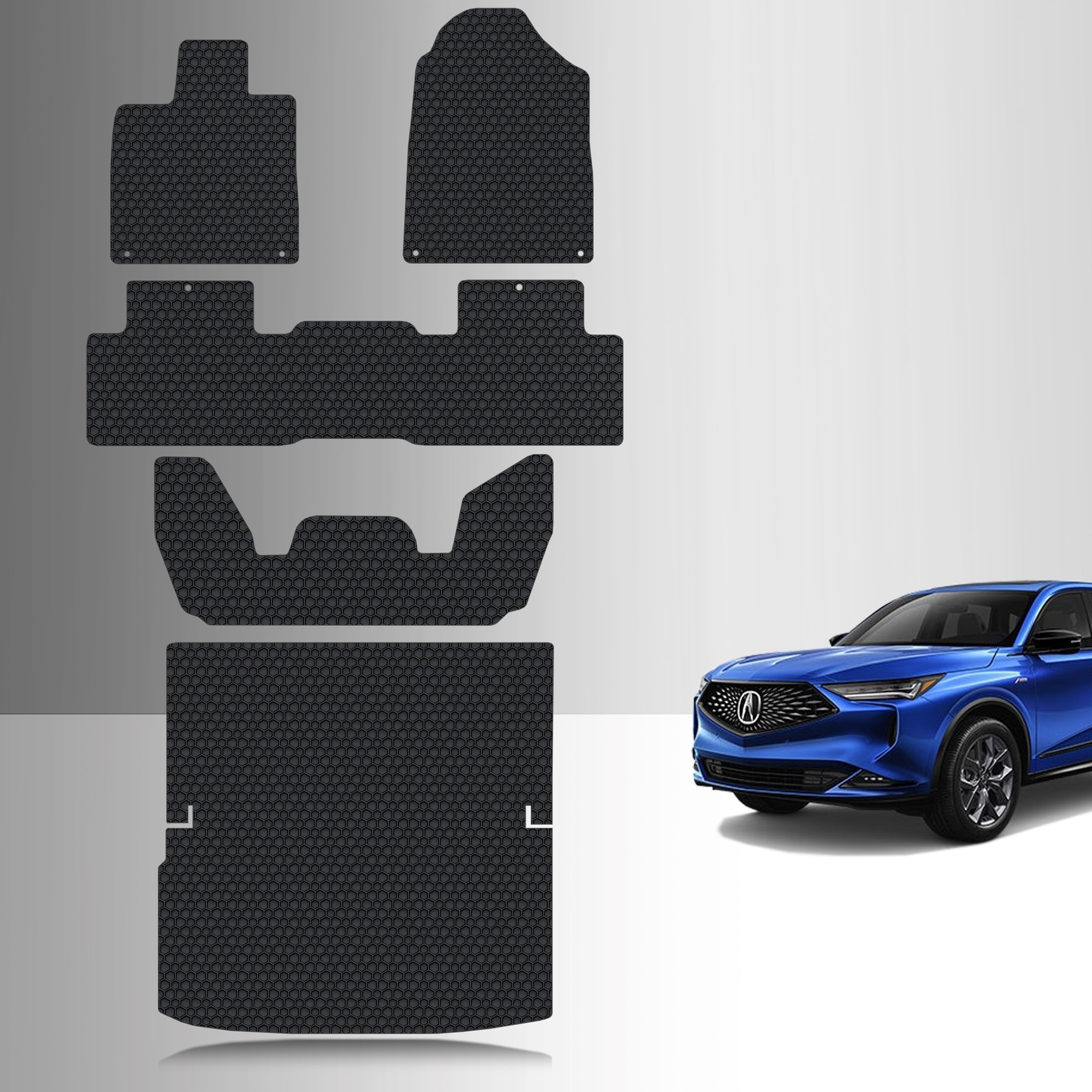 CUSTOM FIT FOR ACURA MDX 2022 Full Set Floor + 3rd Row + Cargo Mats