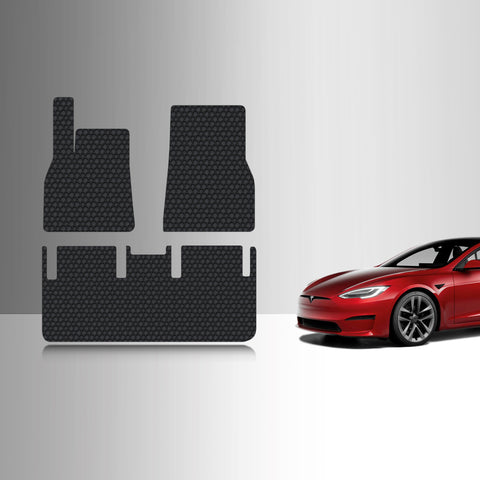 CUSTOM FIT FOR TESLA Model S Long Range / Plaid 2025 1st & 2nd Row Floor Mats