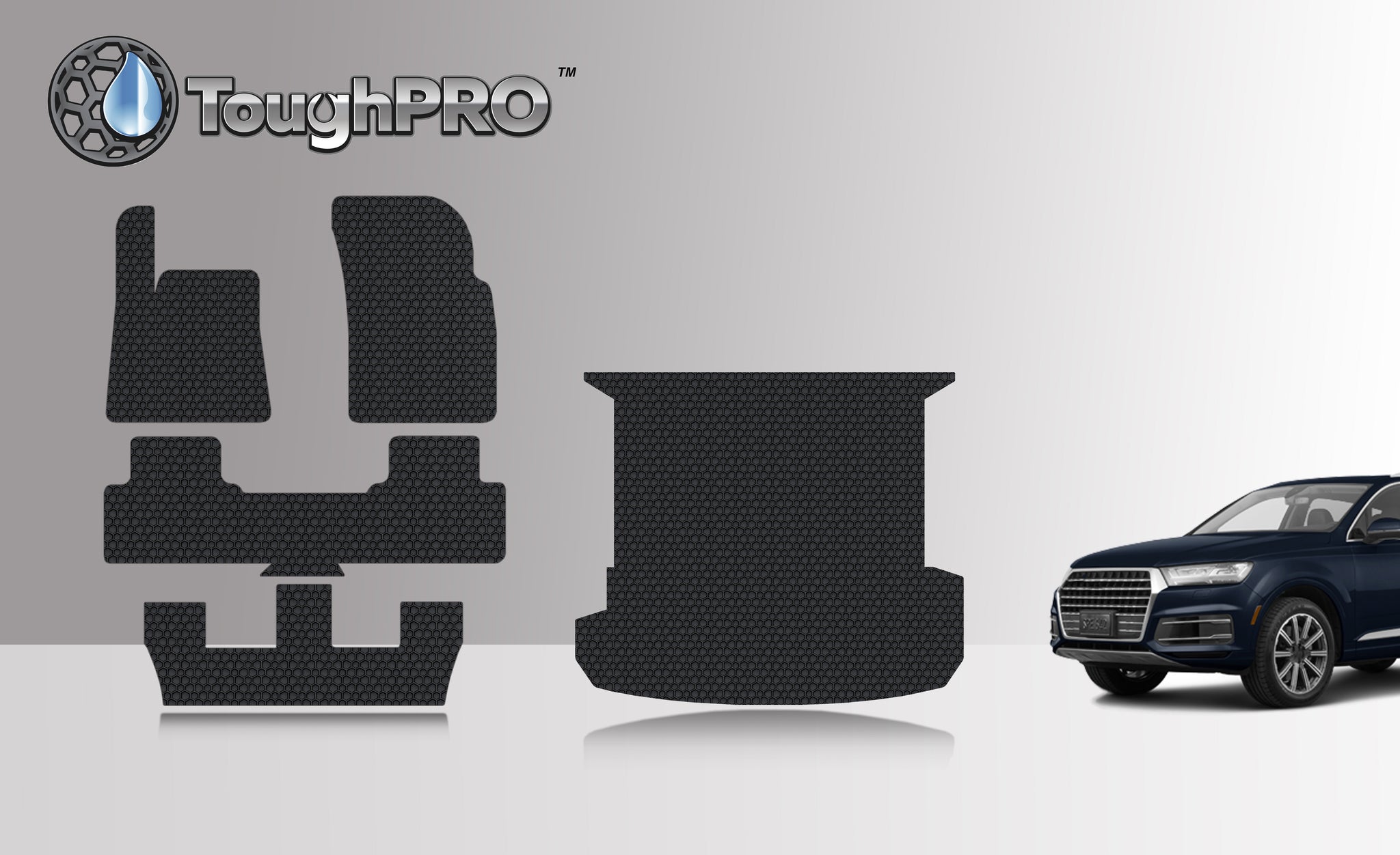 CUSTOM FIT FOR AUDI Q7 2018 Full Set Floor + 3rd Row + Cargo Mats