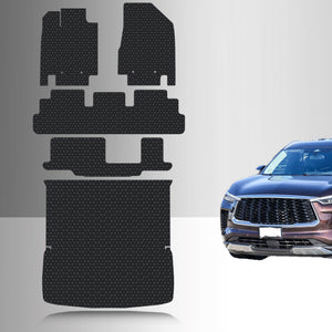 CUSTOM FIT FOR INFINITI QX60 2024 Full Set Floor + 3rd Row + Cargo Mats 2nd Row Bench