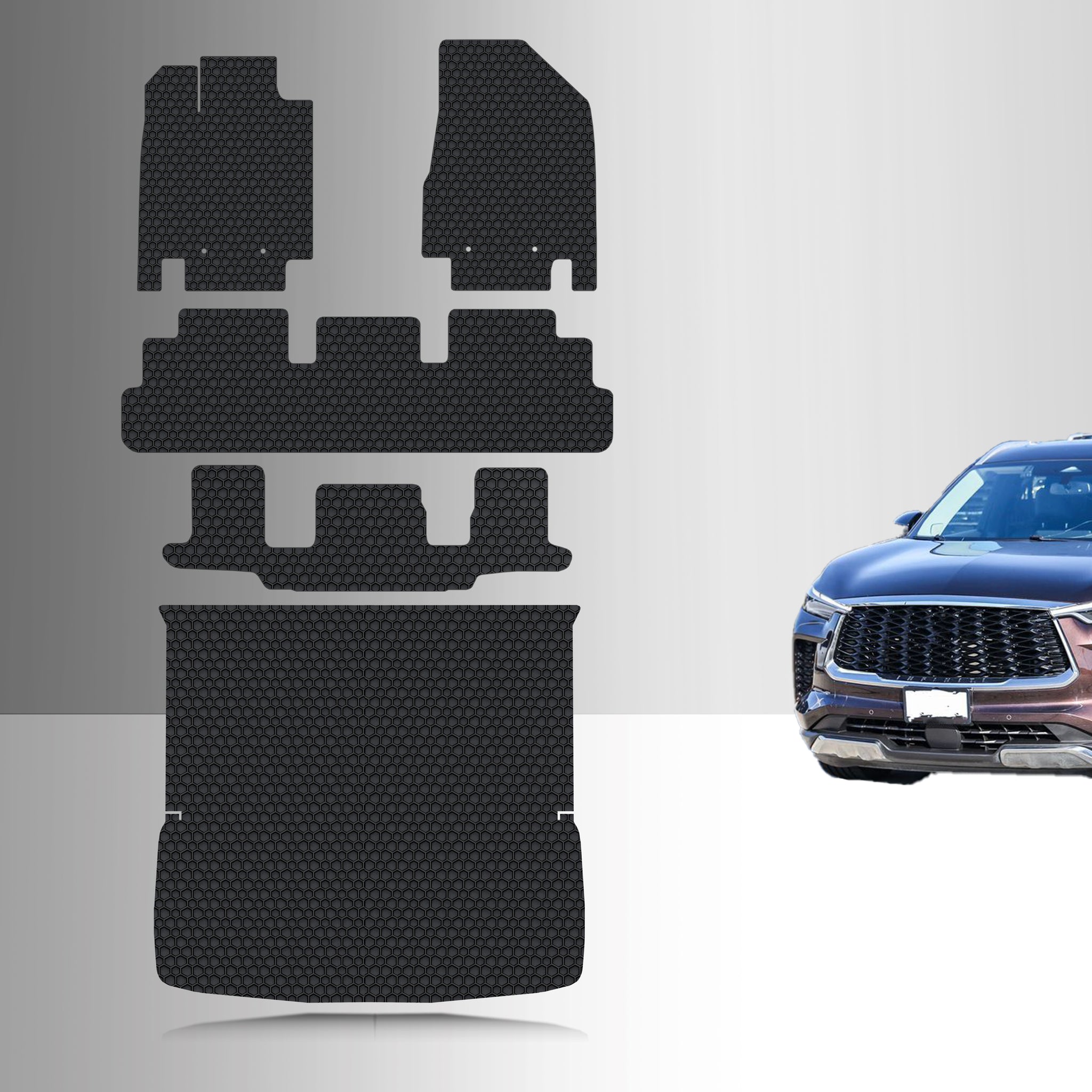 CUSTOM FIT FOR INFINITI QX60 2025 Full Set Floor + 3rd Row + Cargo Mats 2nd Row Bucket