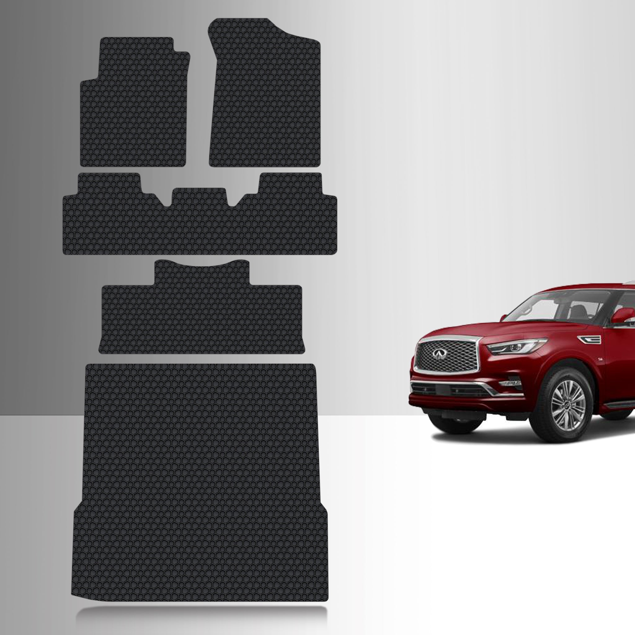CUSTOM FIT FOR INFINITI QX80 2024 1st, 2nd & 3rd Row + Cargo (3rd row fold down)