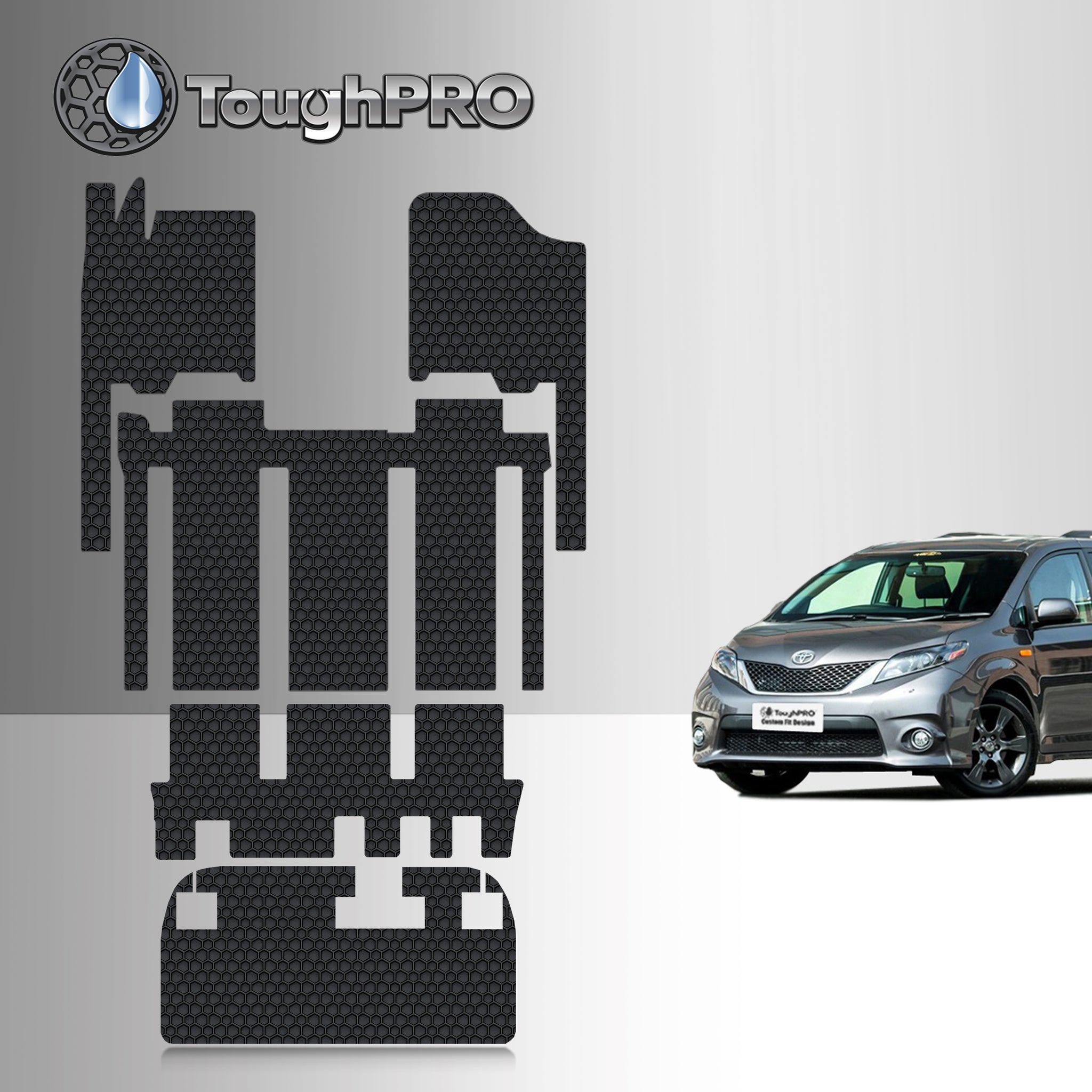 CUSTOM FIT FOR TOYOTA Sienna 2014 Front Row  2nd Row  3rd Row  Trunk Mat( 3rd Row Up) 7 Seater