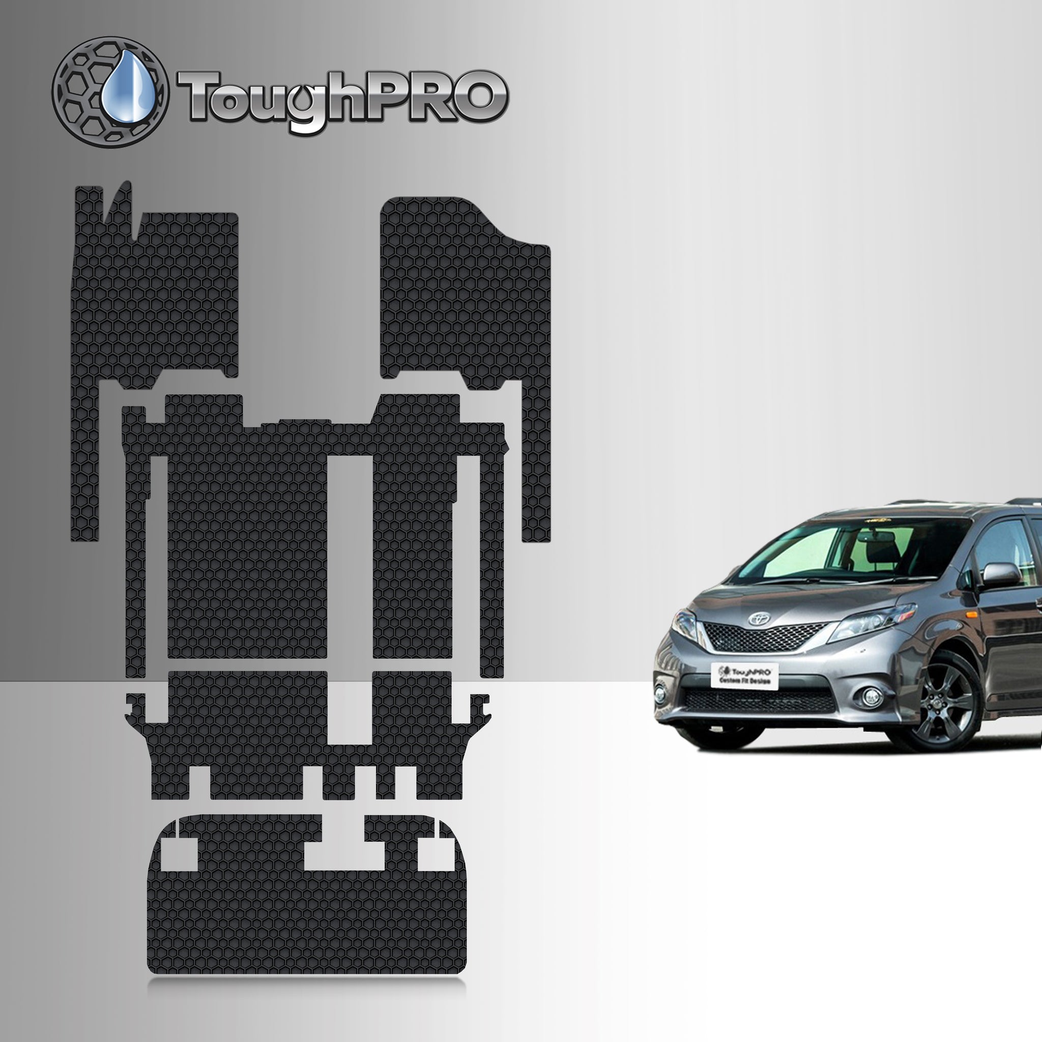CUSTOM FIT FOR TOYOTA Sienna 2016 Front Row  2nd Row  3rd Row  Trunk Mat( 3rd Row Up) 8 Seater