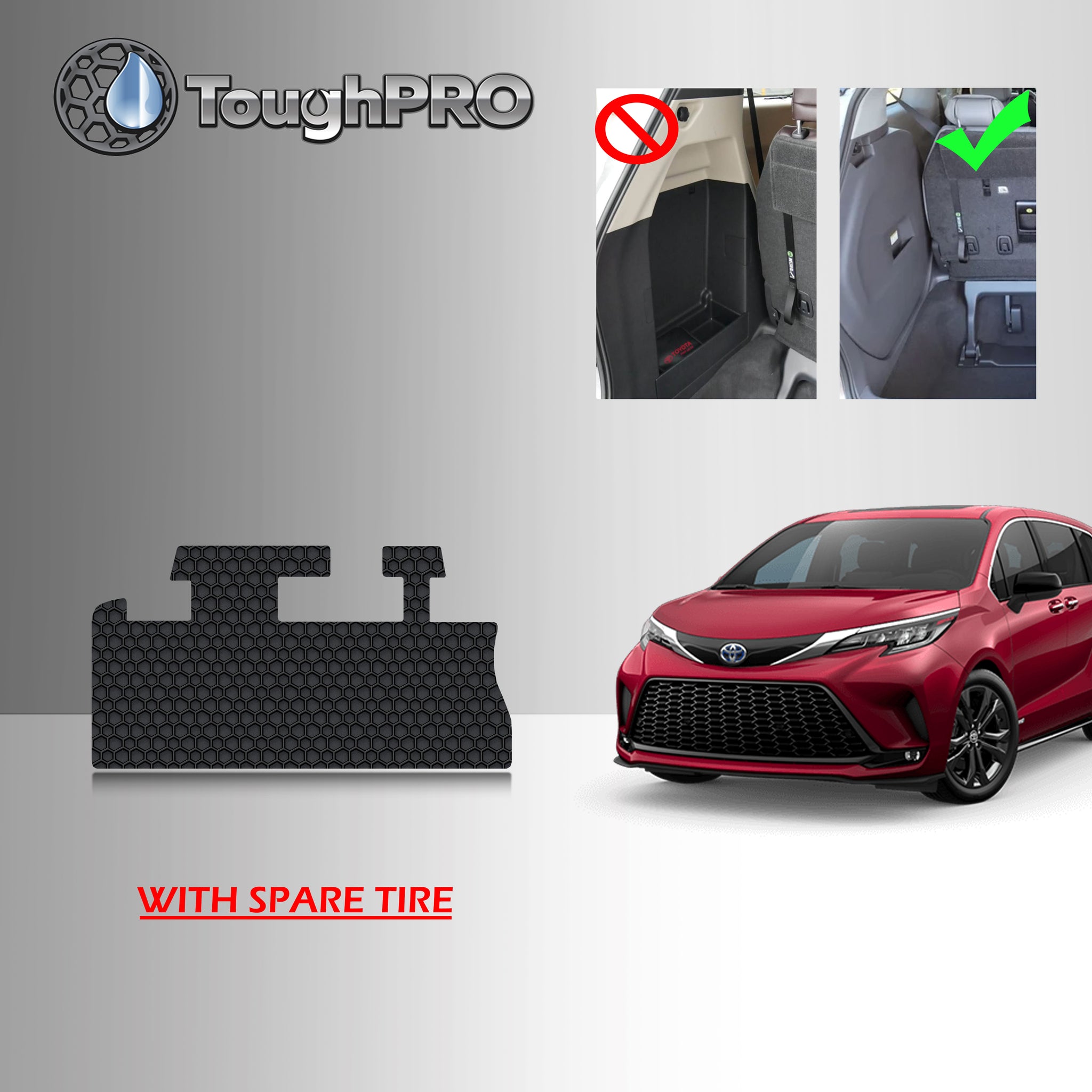 CUSTOM FIT FOR TOYOTA Sienna 2022 Storage Mat With Spare Tire