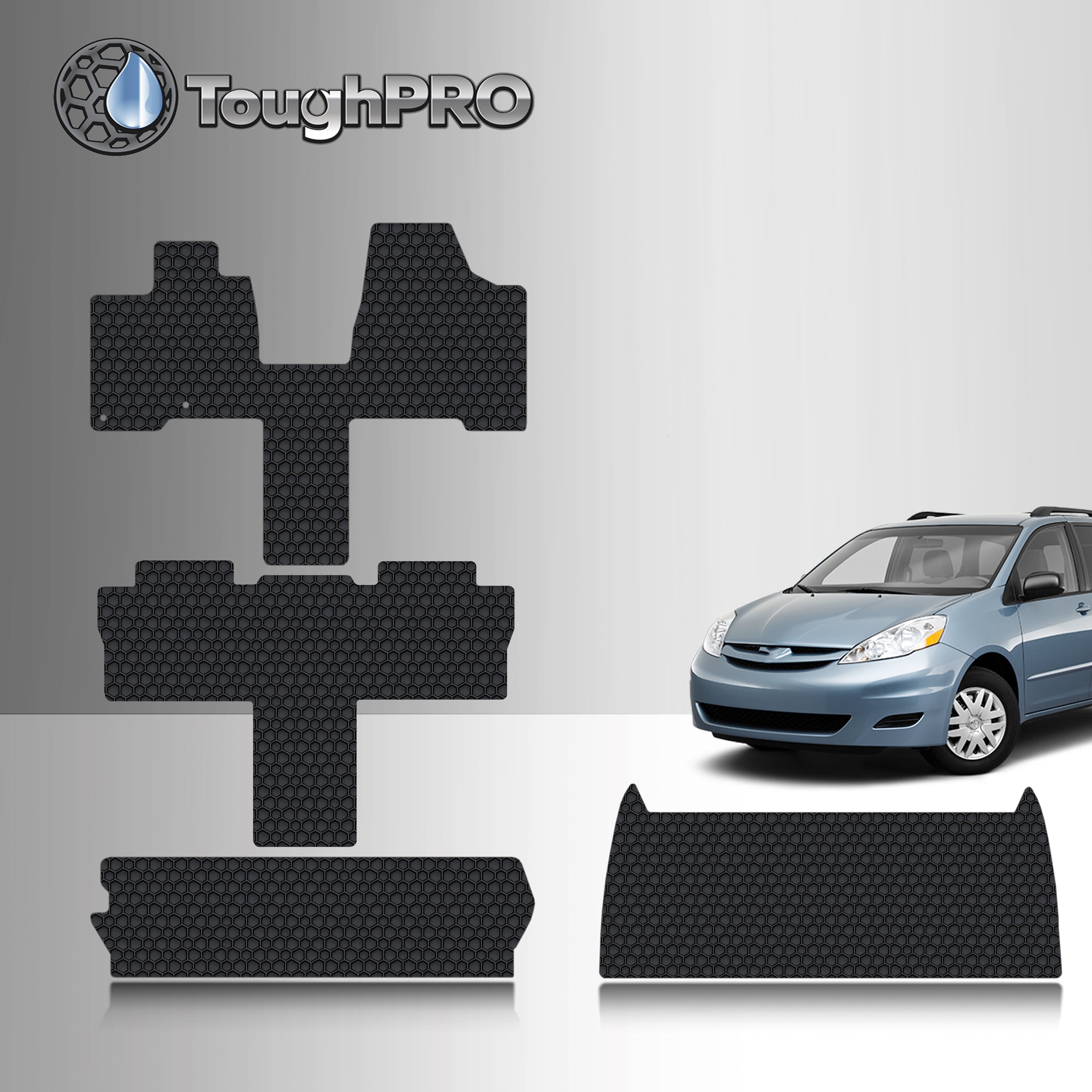 CUSTOM FIT FOR TOYOTA Sienna 2010 Front Row  2nd Row  3rd Row  Trunk Mat( 3rd Row Up) 7 Seater