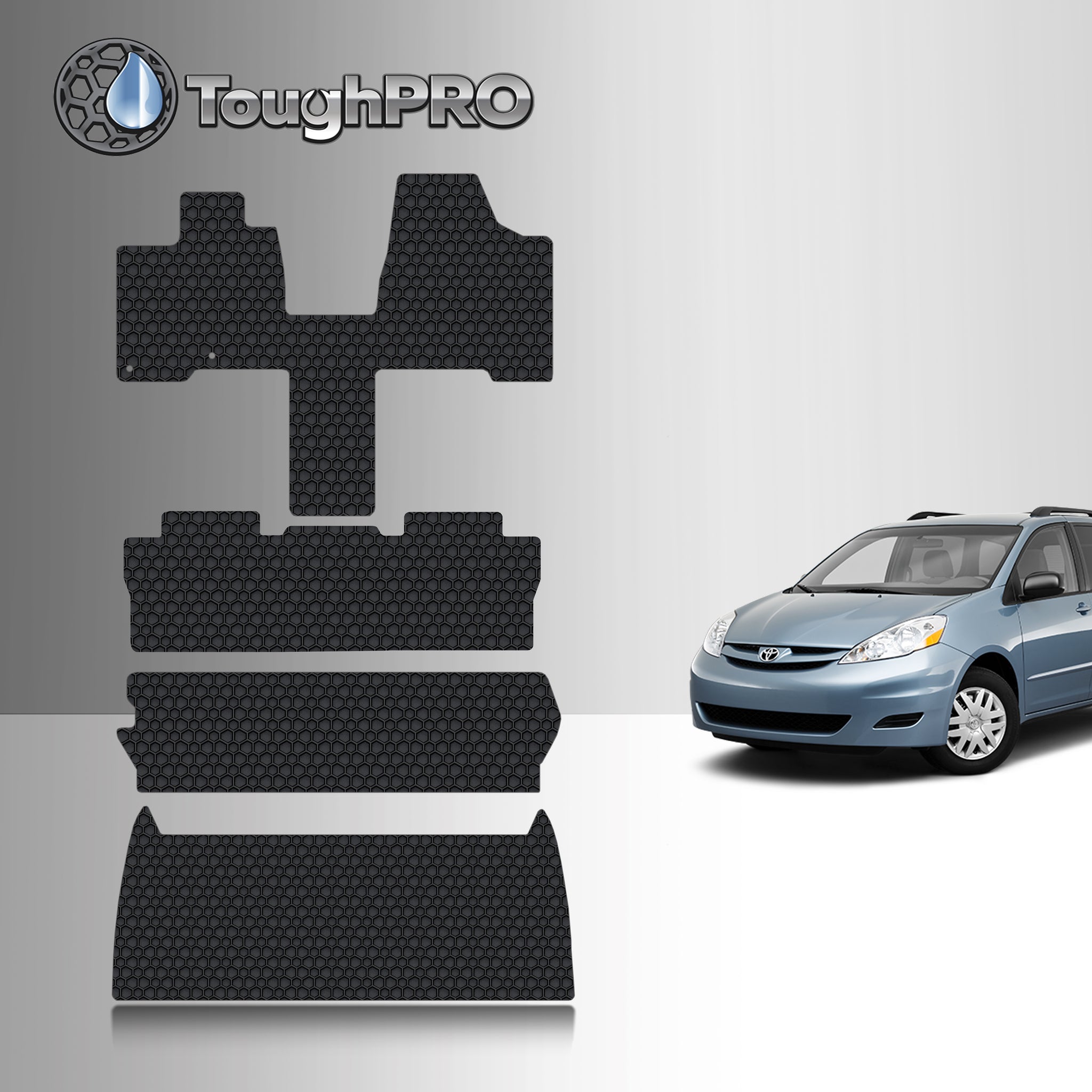 CUSTOM FIT FOR TOYOTA Sienna 2010 Front Row  2nd Row  3rd Row  Trunk Mat( 3rd Row Up) 8 Seater