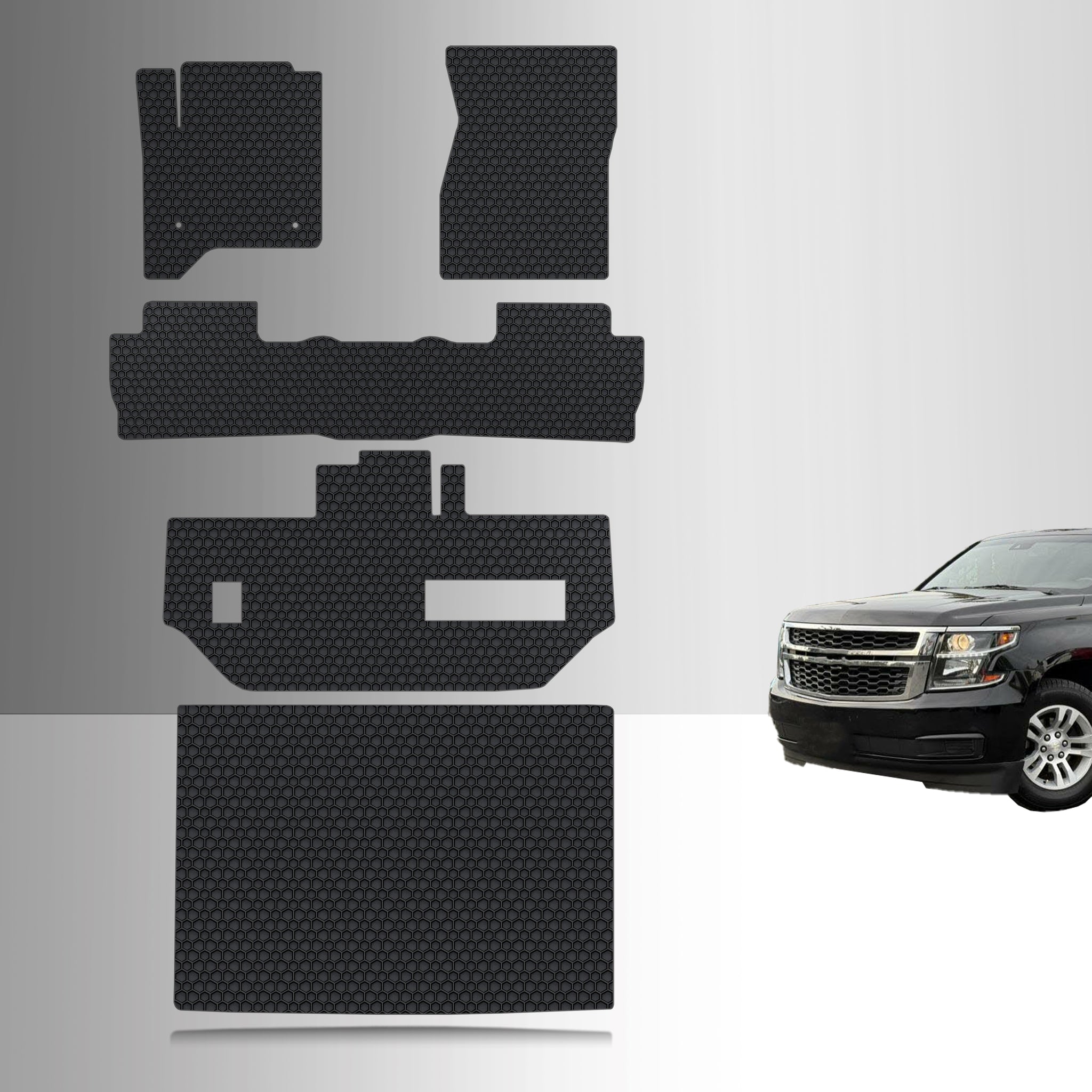 CUSTOM FIT FOR CHEVROLET Suburban 2018 Front Row 2nd Row 3rd Row + Cargo 2nd Row BENCH SEATING