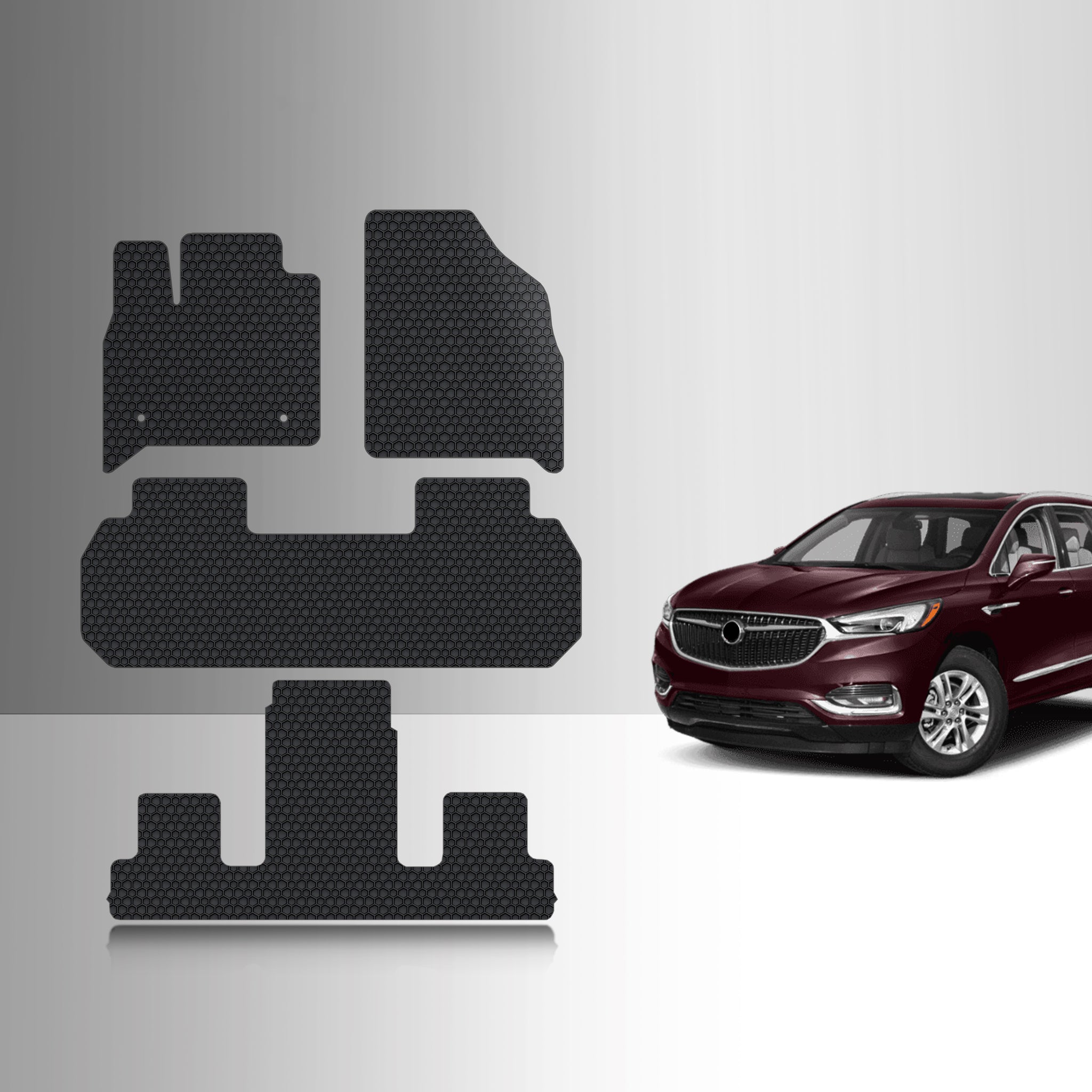 CUSTOM FIT FOR BUICK Enclave 2020 1st Row & 2nd Row & 3rd Row Mats For Bucket Seating
