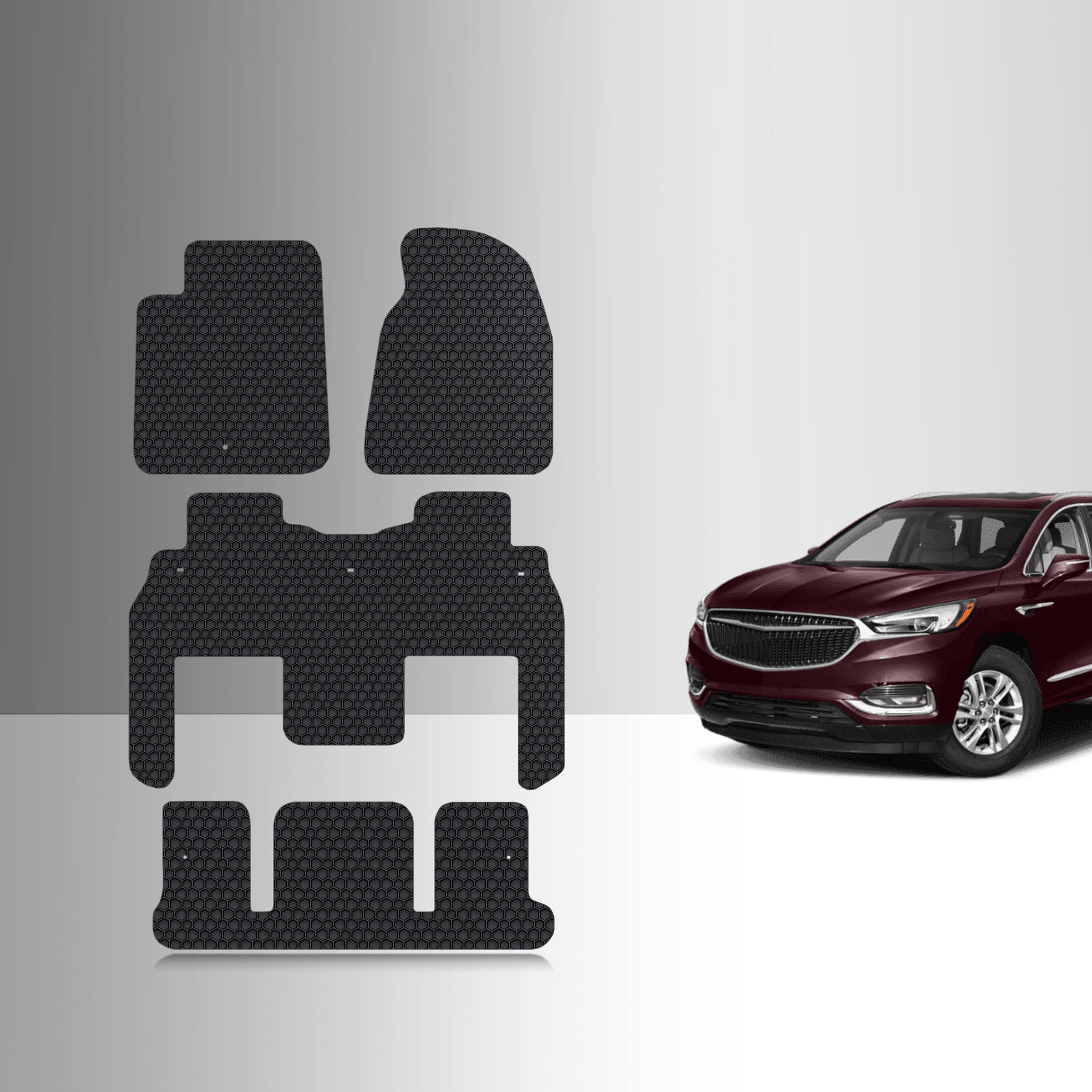 CUSTOM FIT FOR BUICK Enclave 2011 1st Row & 2nd Row & 3rd Row Mats For Bucket Seating