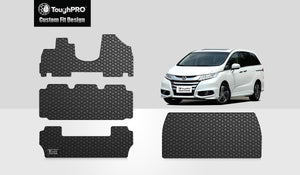 CUSTOM FIT FOR HONDA Odyssey 2012 Full Set (Front Row  2nd Row  3rd Row Trunk Mat) 8 Seater