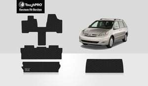 CUSTOM FIT FOR TOYOTA Sienna 2009 Front Row  2nd Row  3rd Row  Trunk Mat( 3rd Row Up) 8 Seater