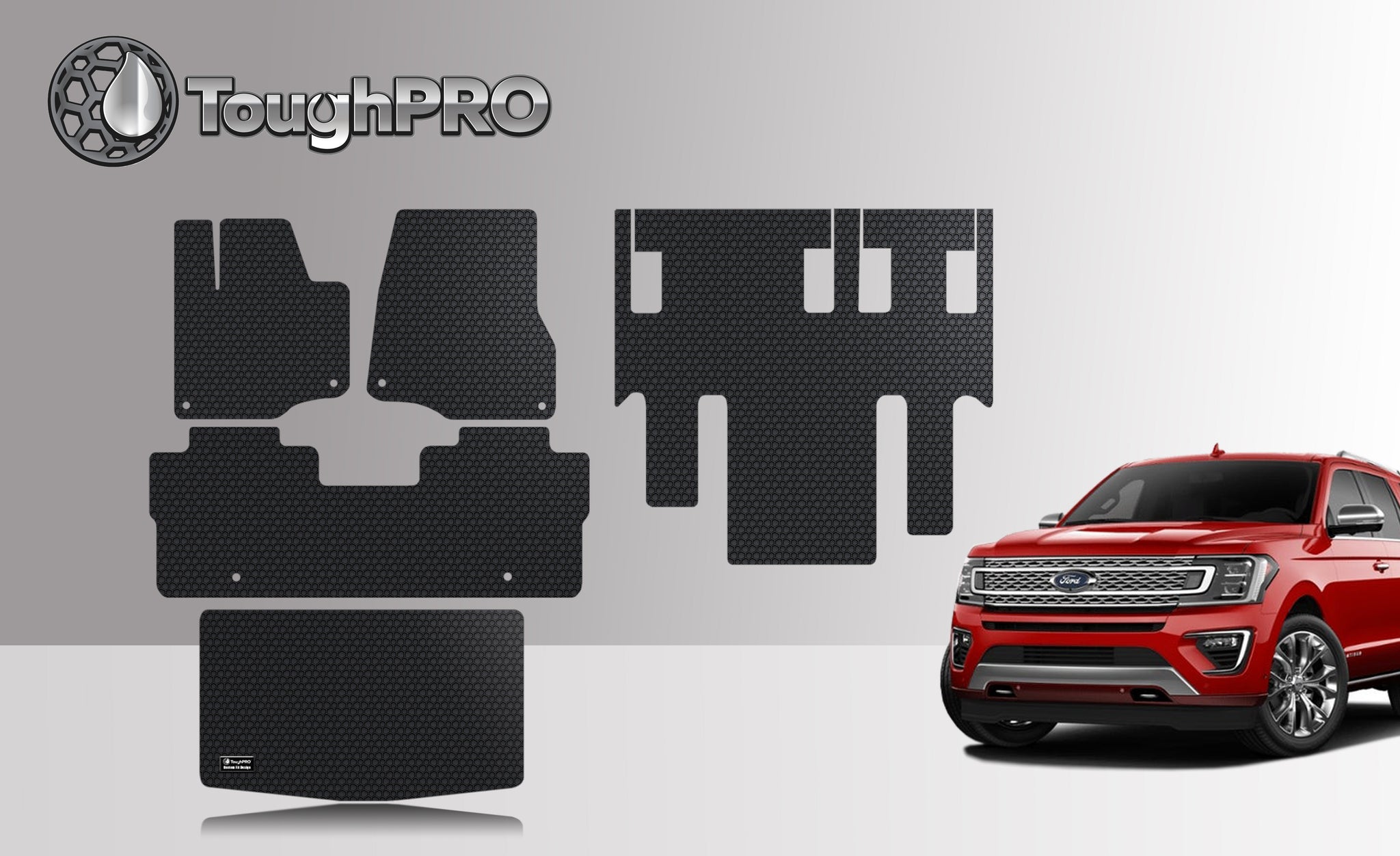 CUSTOM FIT FOR FORD Expedition Max (Bucket No Console) 2019 Front Row 2nd Row 3rd Row Trunk Mat