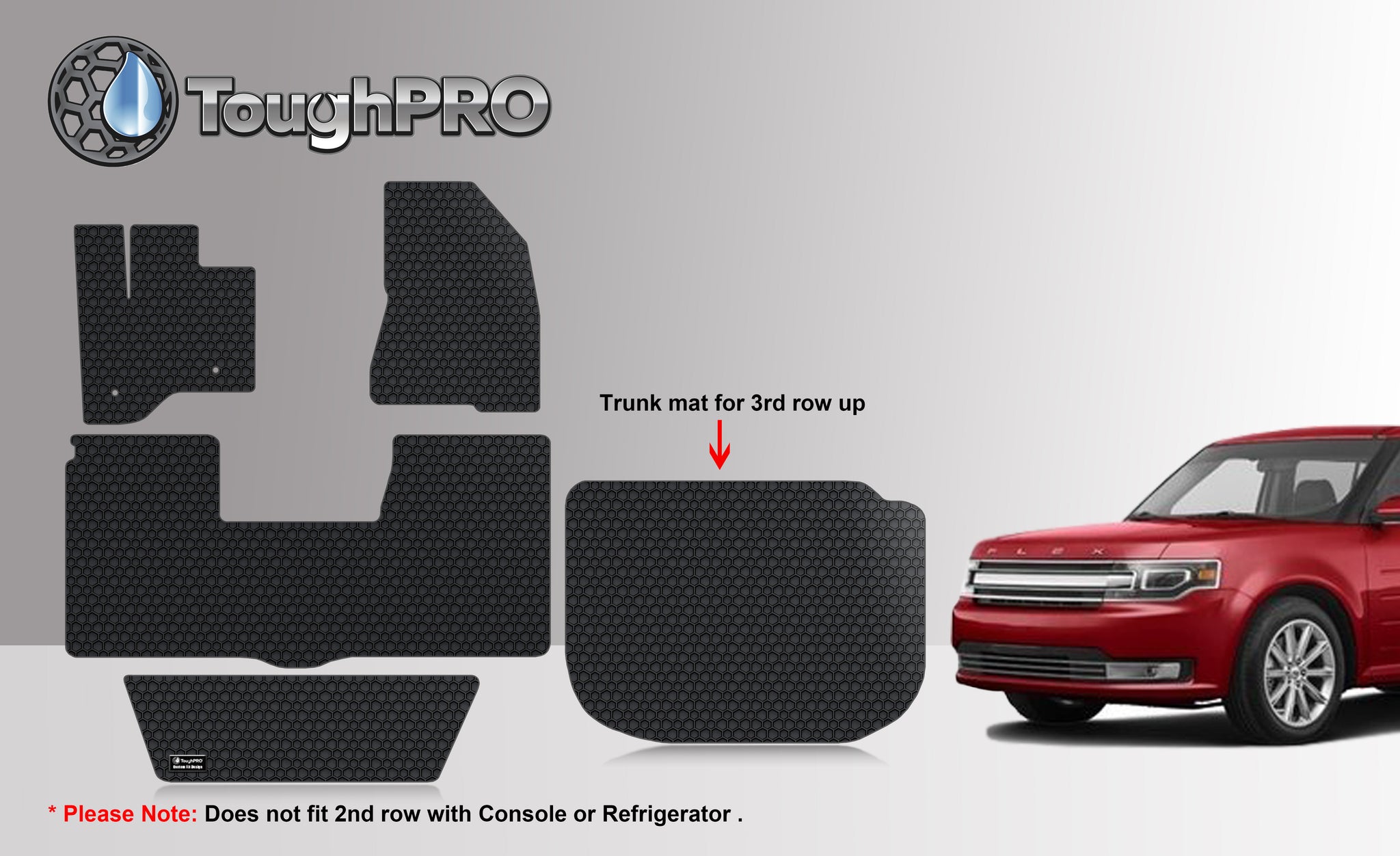 CUSTOM FIT FOR FORD Flex 2019 1st Row, 2nd Row, 3rd Row (2nd Row Bench) and Cargo Mat