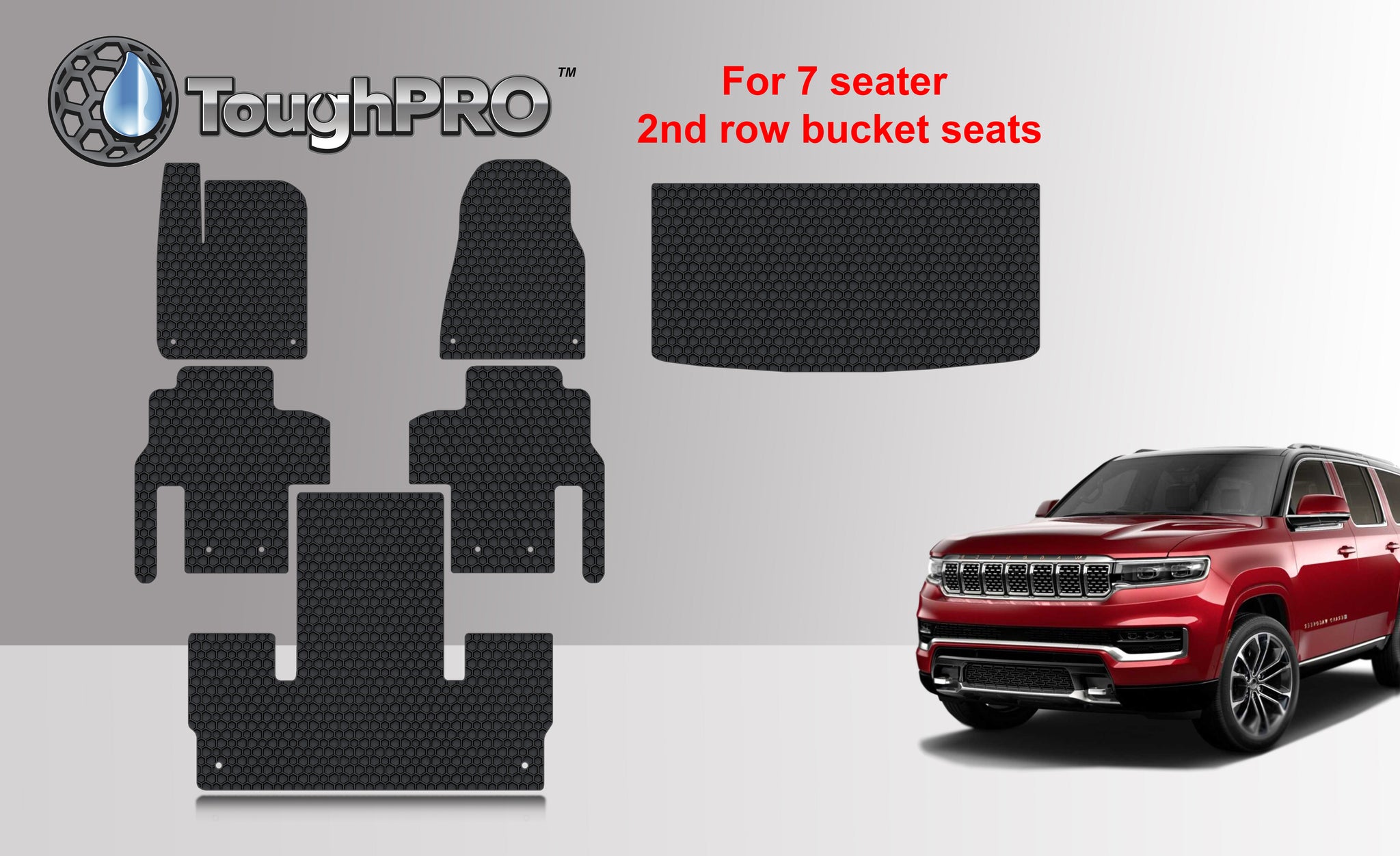 CUSTOM FIT FOR JEEP Grand Wagoneer 7 Seater 2023 Front Row 2nd Row 3rd Row Trunk Mat (3rd Row Up)