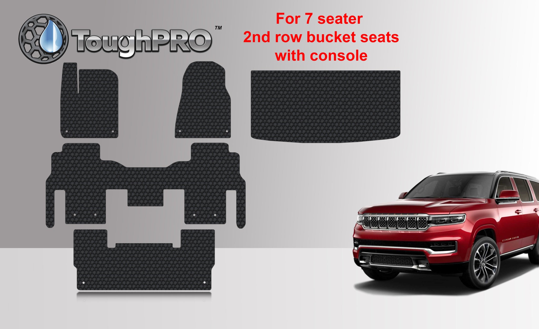 CUSTOM FIT FOR JEEP Grand Wagoneer 7 Seater with 2nd Row Console 2022 Front Row 2nd Row 3rd Row Trunk Mat (3rd Row Up)