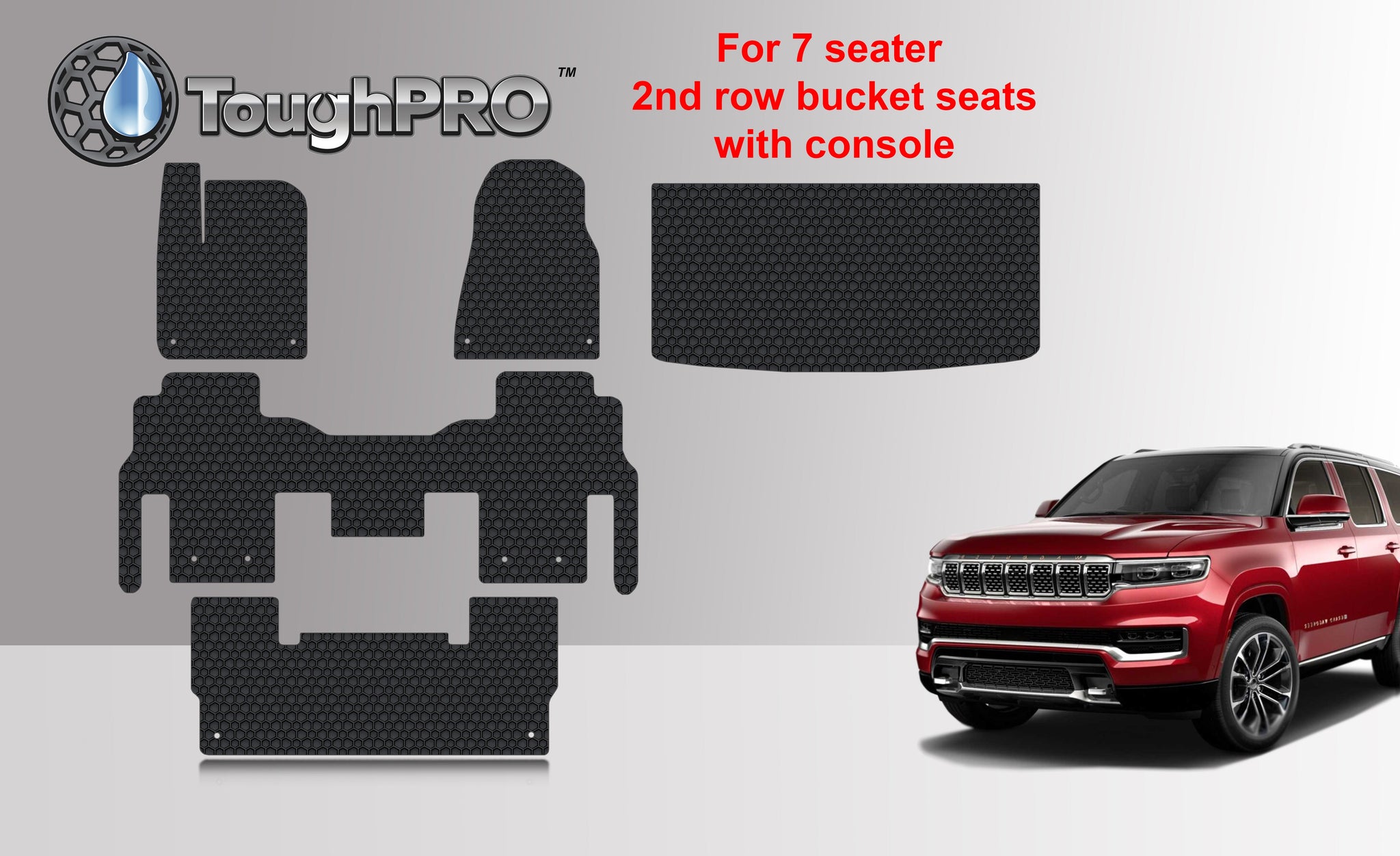 CUSTOM FIT FOR JEEP Grand Wagoneer 7 Seater with 2nd Row Console 2023 Front Row 2nd Row 3rd Row Trunk Mat (3rd Row Up)