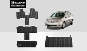 CUSTOM FIT FOR TOYOTA Sienna 2008 Front Row  2nd Row  3rd Row  Trunk Mat( 3rd Row Up) 7 Seater