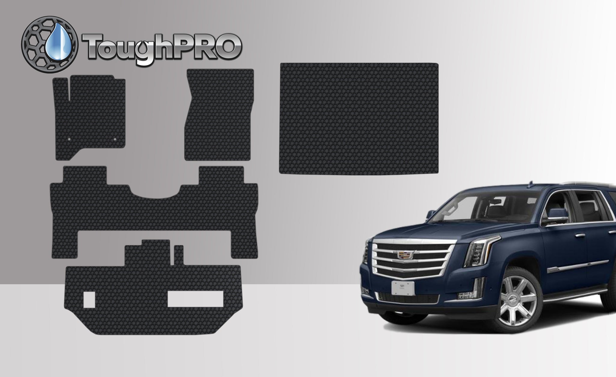 CUSTOM FIT FOR CADILLAC Escalade ESV 2016 Front Row 2nd Row 3rd Row Trunk Mat (3rd Row Up) 2nd Row BENCH SEATING