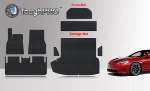 CUSTOM FIT FOR TESLA Model S Long Range / Plaid 2021 Full Set (Front Trunk Front Row Mat 2nd Row Mat Trunk Mat Storage Mat)