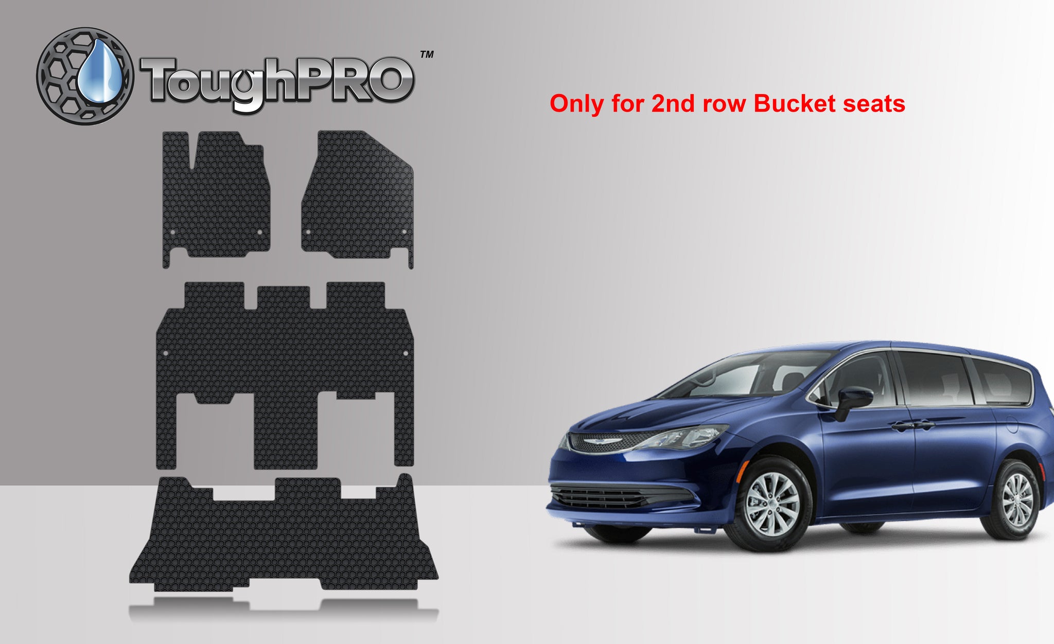 CUSTOM FIT FOR CHRYSLER Voyager 2020 1st + 2nd + 3rd Mats (2nd Row Bucket Seats)