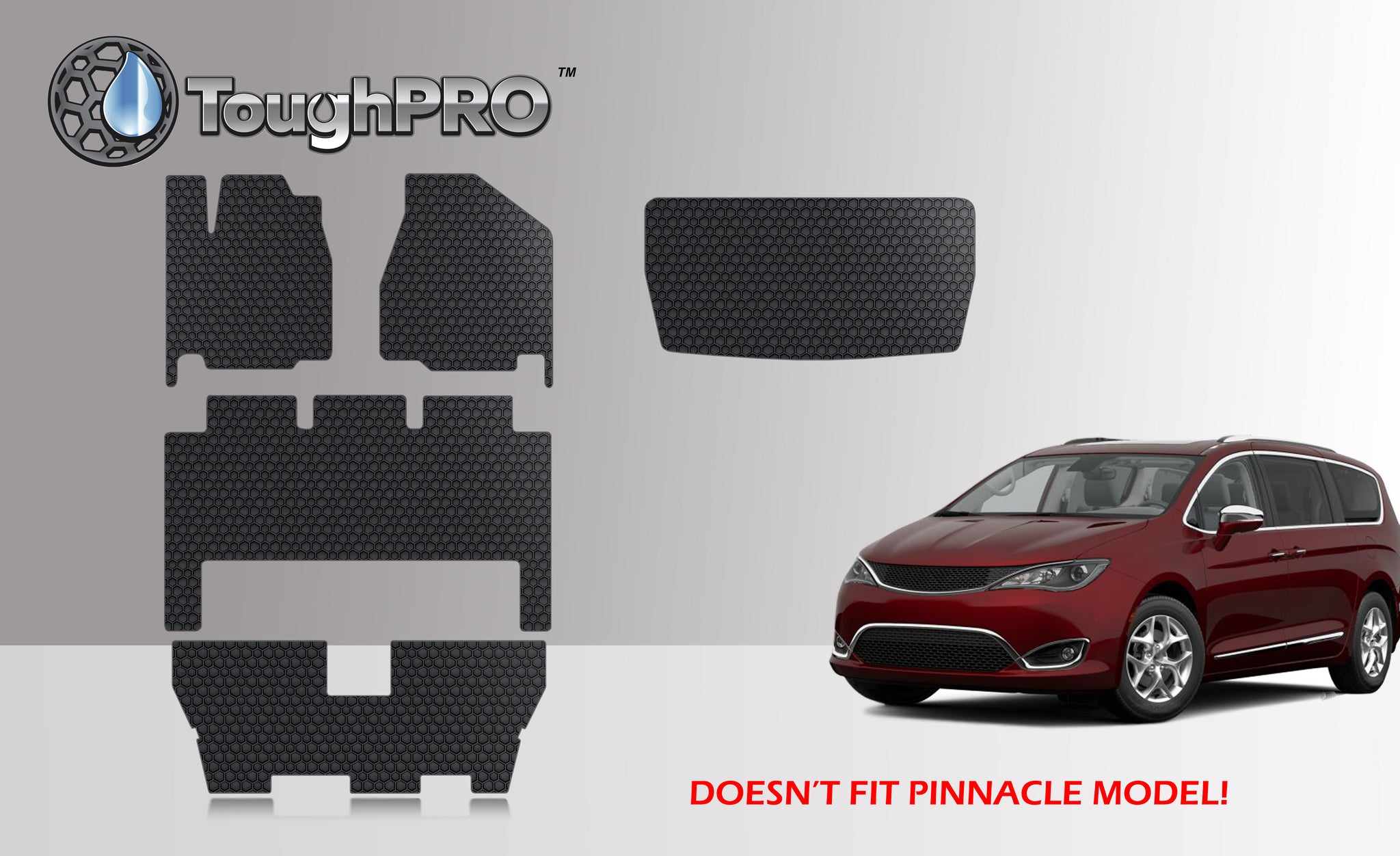CUSTOM FIT FOR CHRYSLER Pacifica 2021 Front Row  2nd Row  3rd Row  Cargo Mat (3rd Row Up)