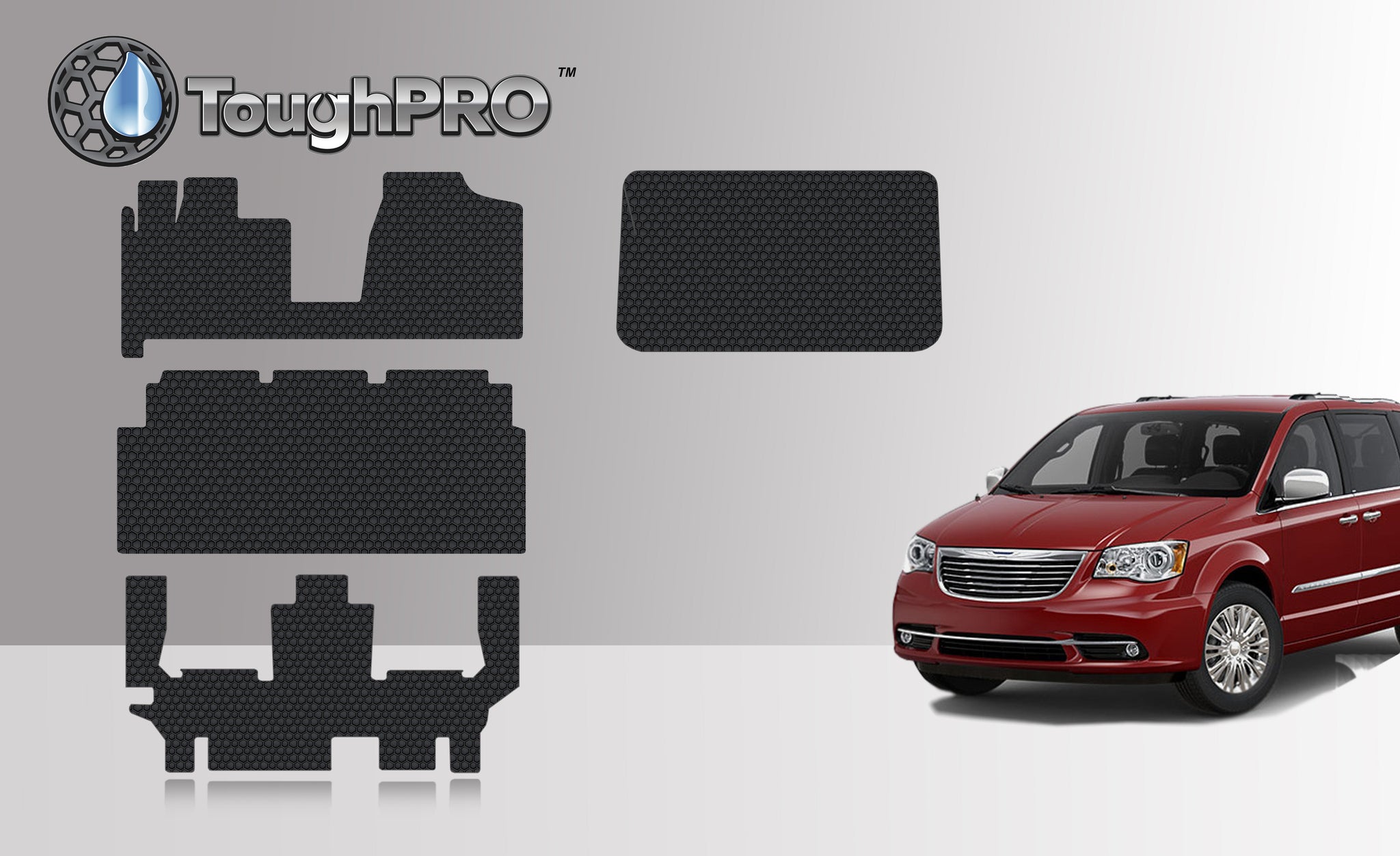 CUSTOM FIT FOR CHRYSLER Town & Country Van 2008 Front Row  2nd Row  3rd Row  Cargo Mat (3rd Row Up)